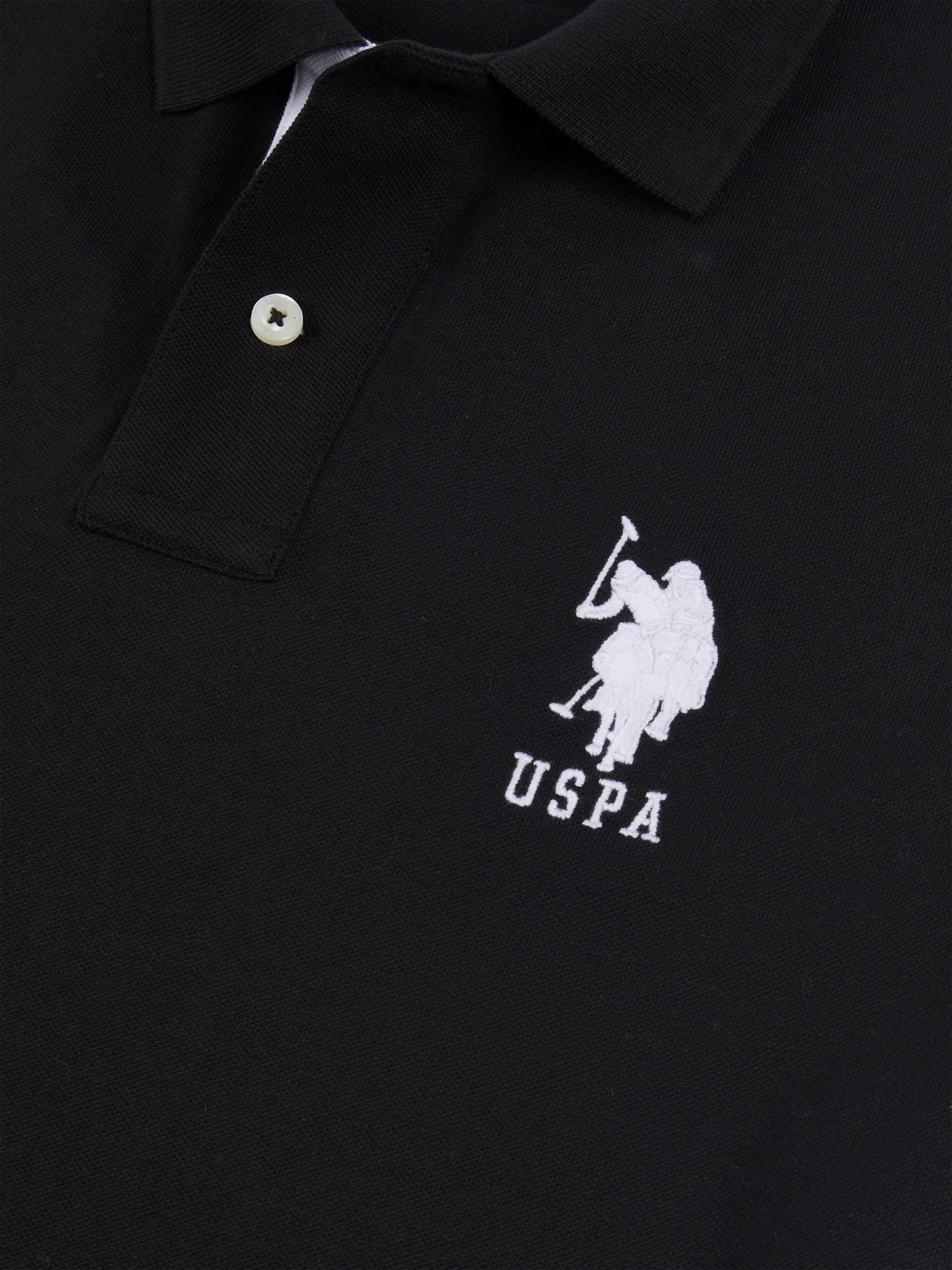 Mens Player 3 Pique Polo Shirt w czarnym jasnym białym DHM - Image 7