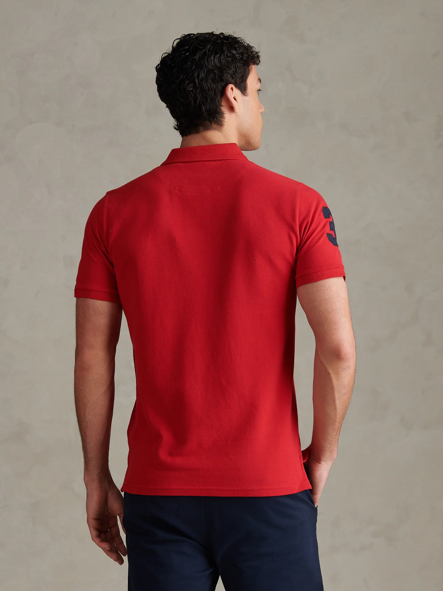 Mens Player 3 Pique Polo Shirt in Haute Red - Image 4