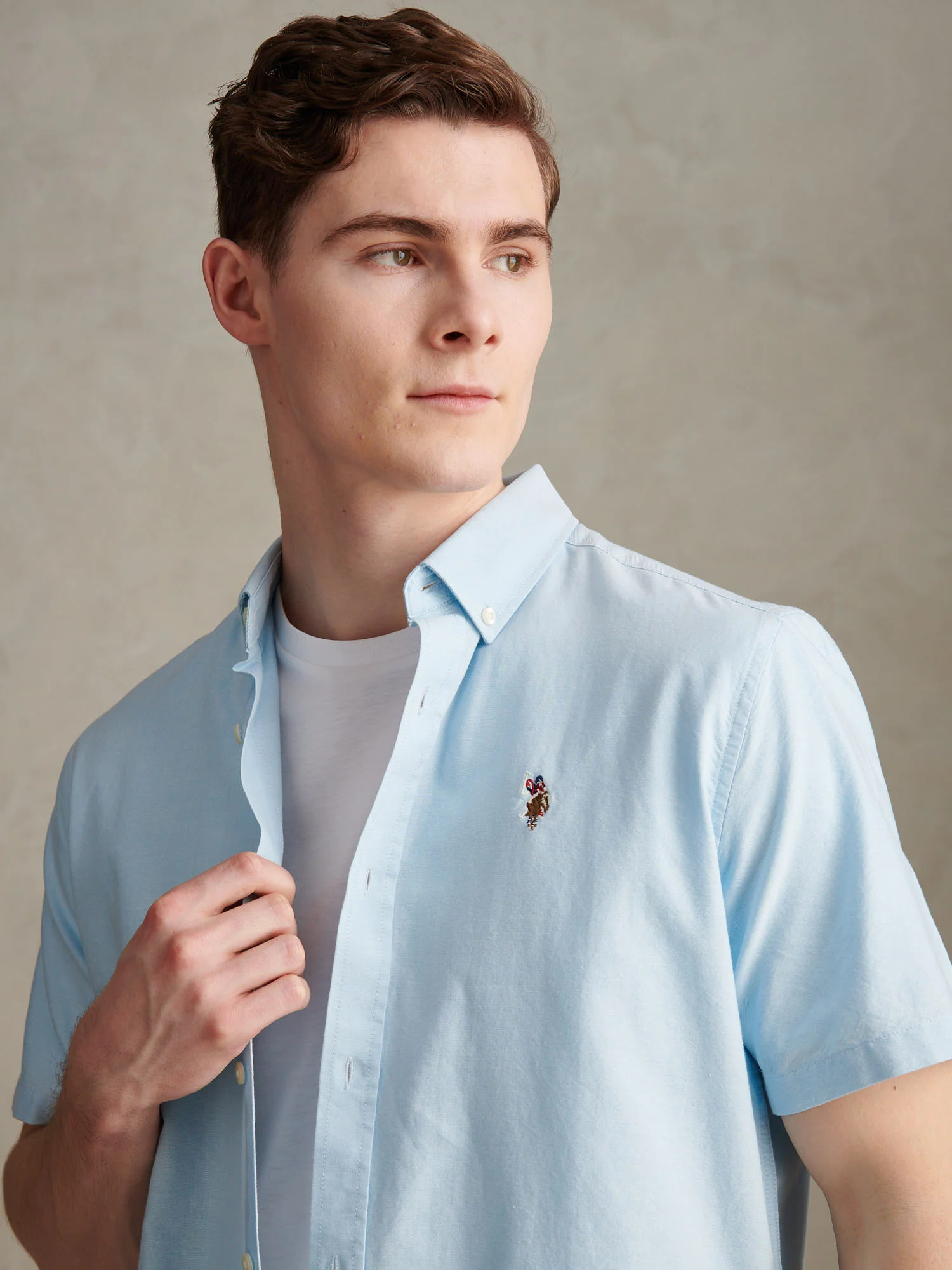 Mens  Short Sleeve Oxford Shirt Ice Blue - Image 2