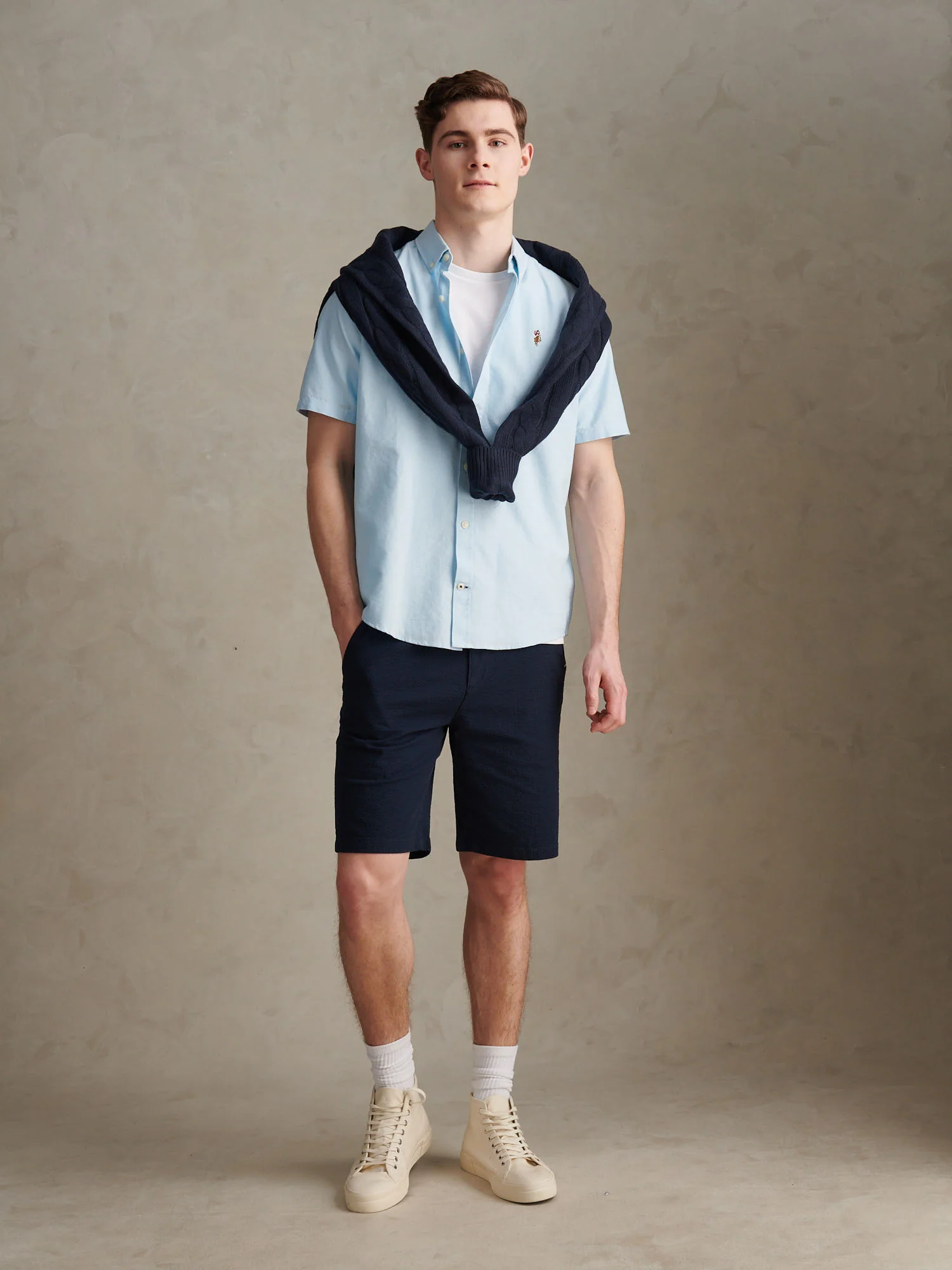 Mens  Short Sleeve Oxford Shirt Ice Blue - Image 3