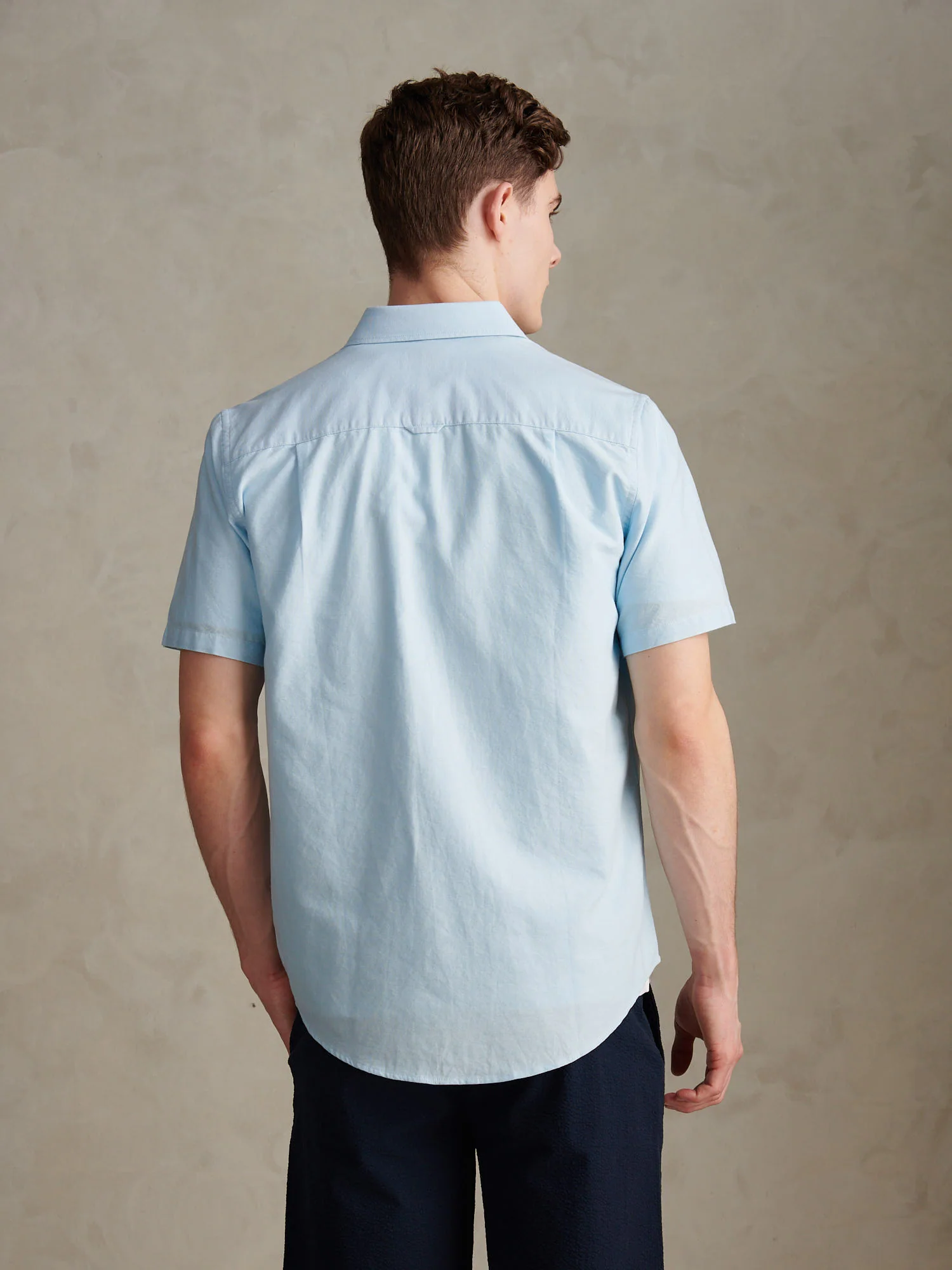 Mens  Short Sleeve Oxford Shirt Ice Blue - Image 4
