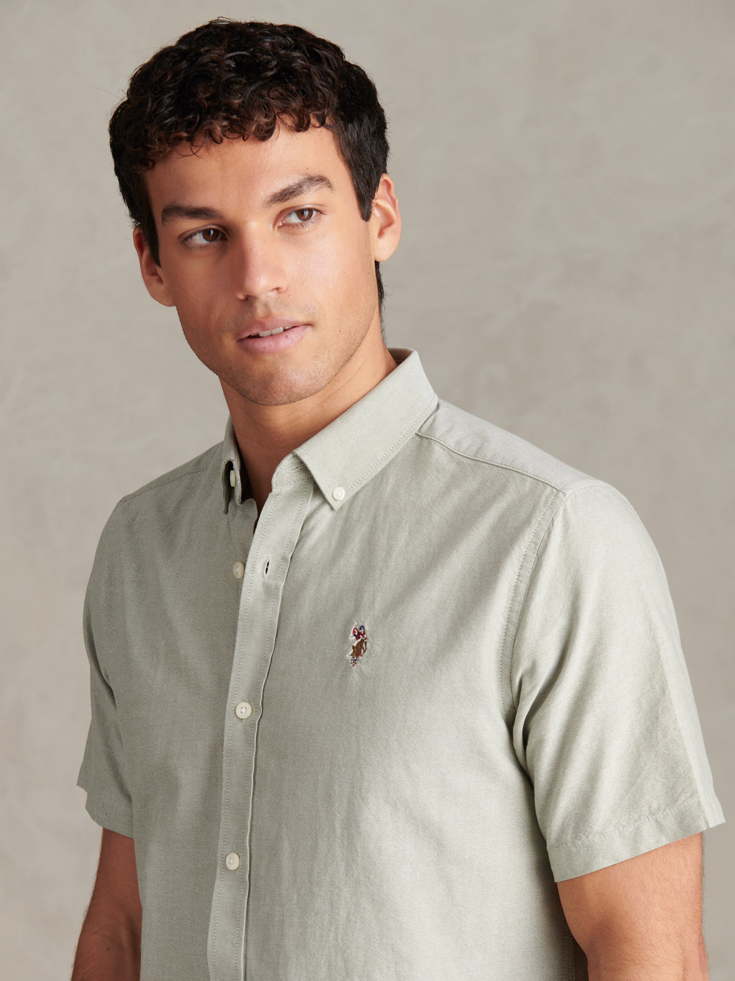 Mens  Short Sleeve Oxford Shirt Sea Spray - Image 2