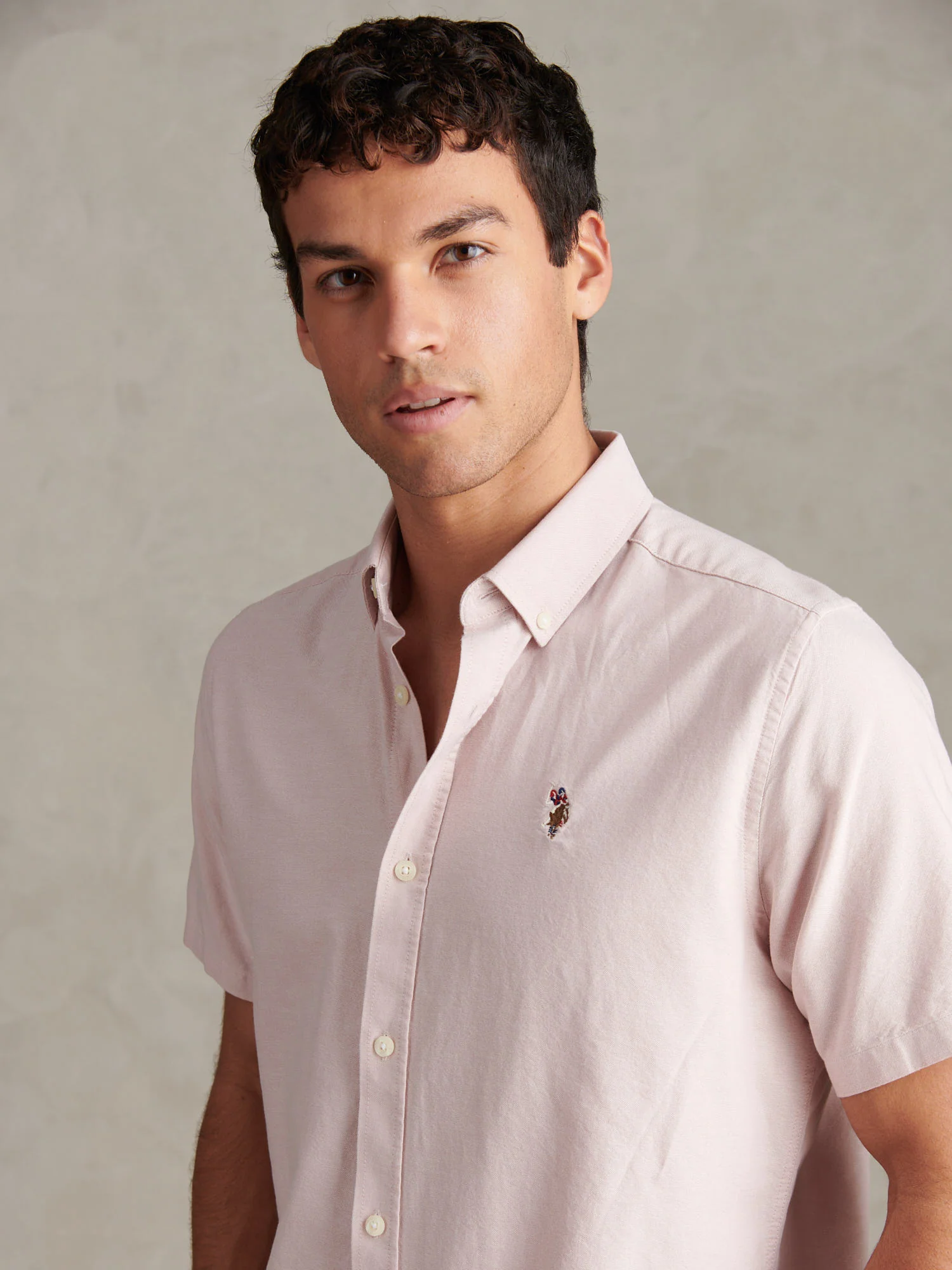 Mens  Short Sleeve Oxford Shirt Sepia Rose - Image 2