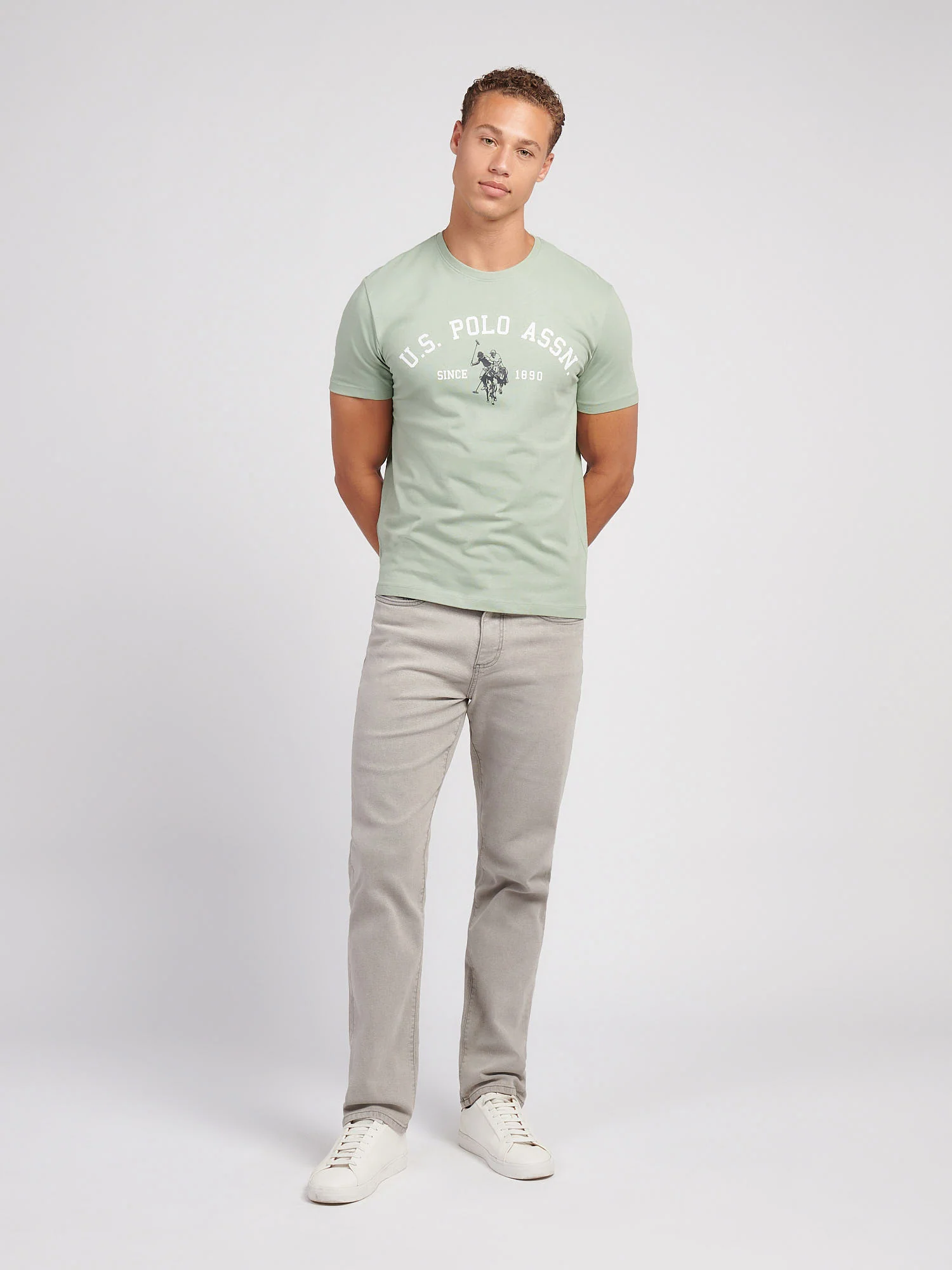T-shirt menu charakterystycznego nadruku łuku w lodowej zieleni - Image 3