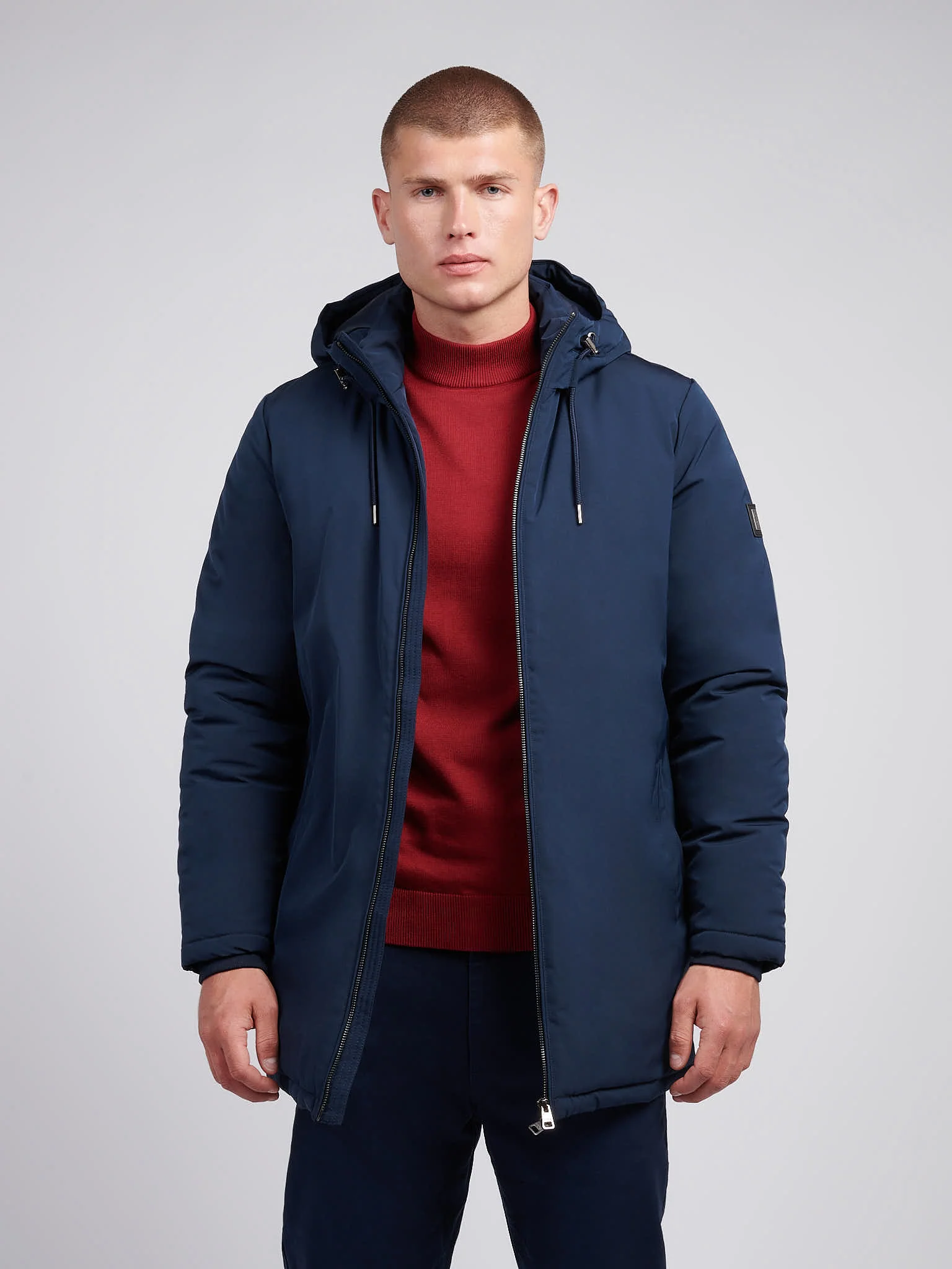 Męska mądra kurtka parka w ciemnym szafirowym granatowym - Image 7