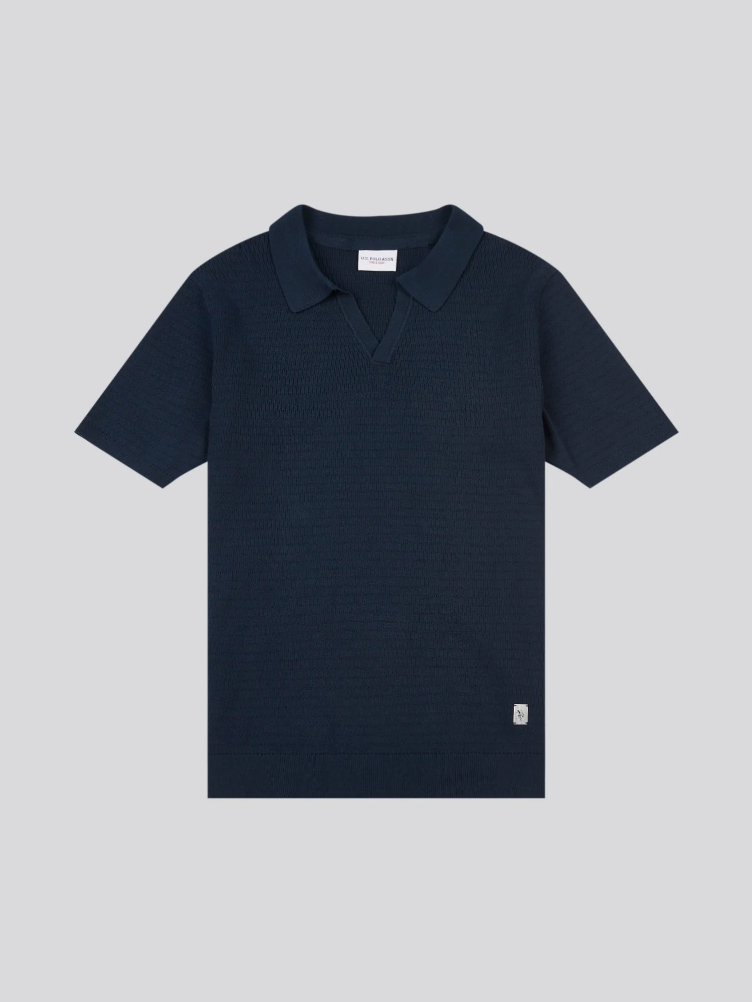 Tekstura męska Otwarta Kobieta Polo Polo w ciemnym szafirowym granatowym - Image 5