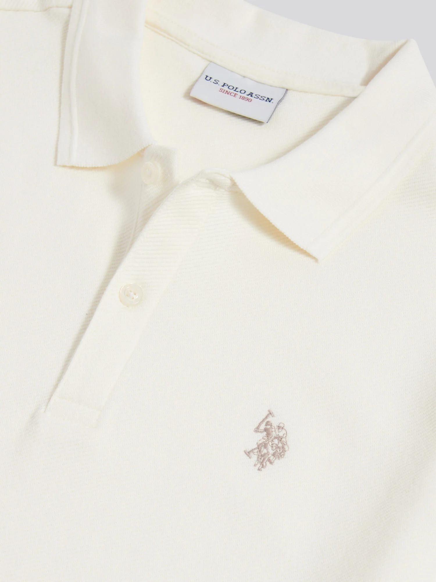 Mens Twill Texture Polo Shirt Whisper White - Image 6
