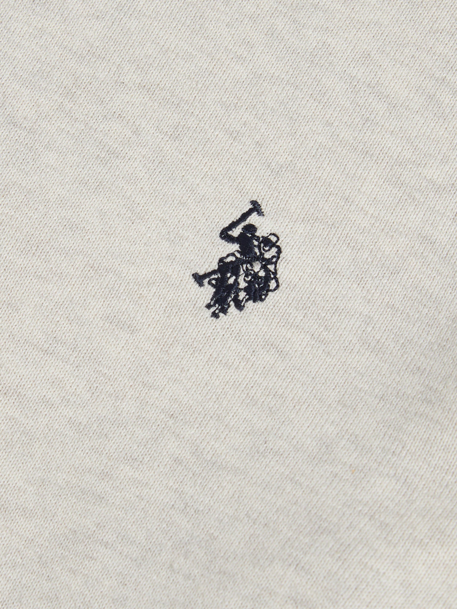 Mens Double Horsemen Cotton Knit Crew Jumper Birch Marl - Image 7