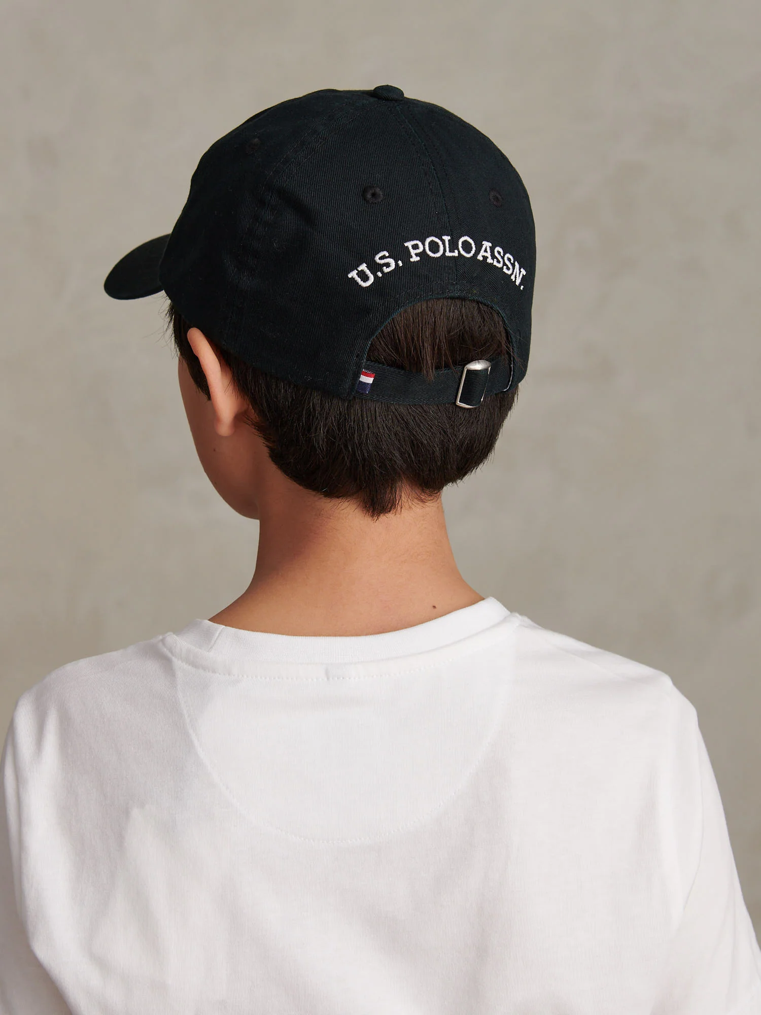 Boys Washed Outline Logo Cap Black Bright White DHM - Image 2