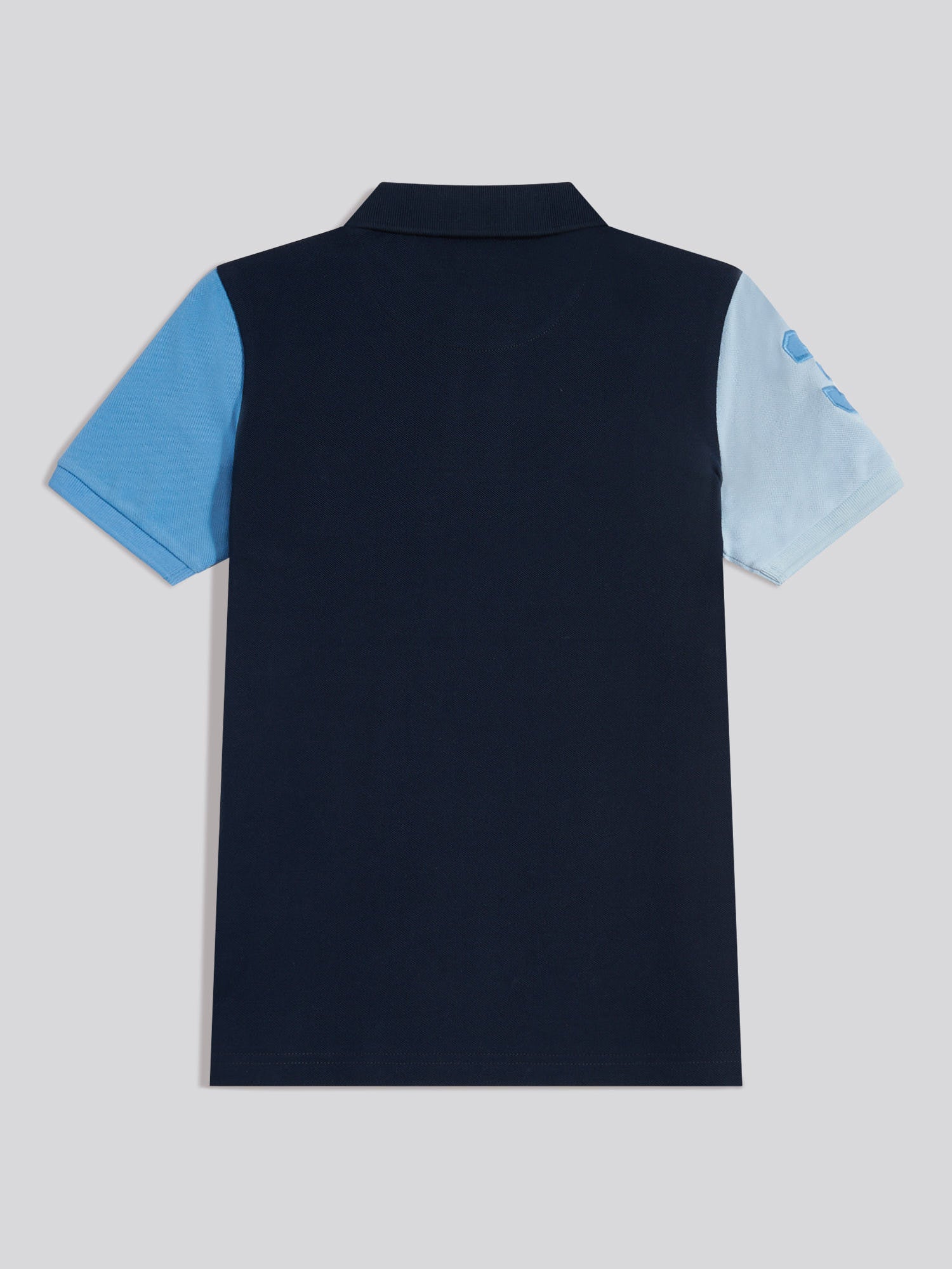 Boys Player 3 Colour Block Pique Polo Shirt Dark Sapphire Navy - Image 8