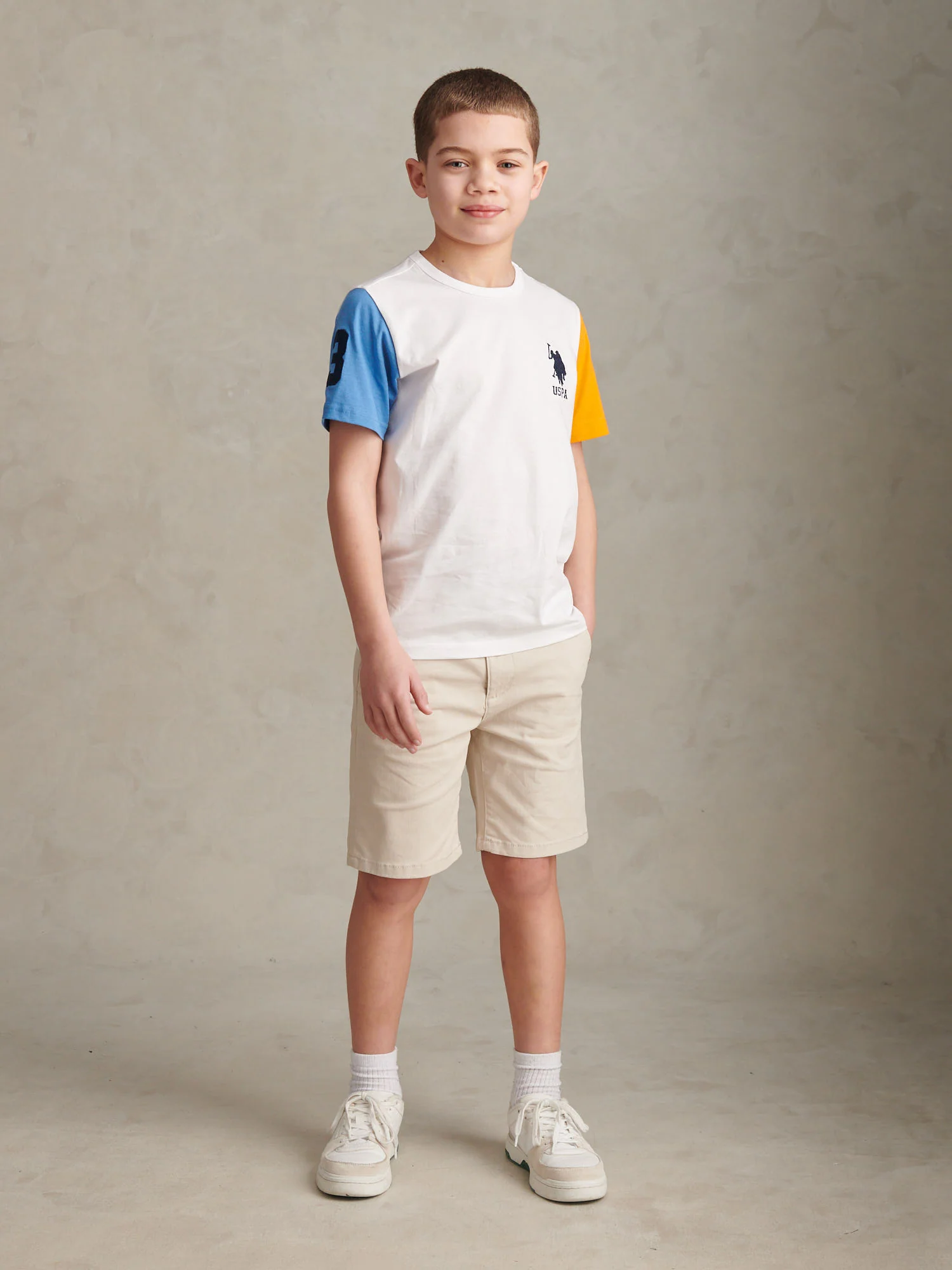 Boys Player 3 Colour Block T-Shirt Bright White - Image 3