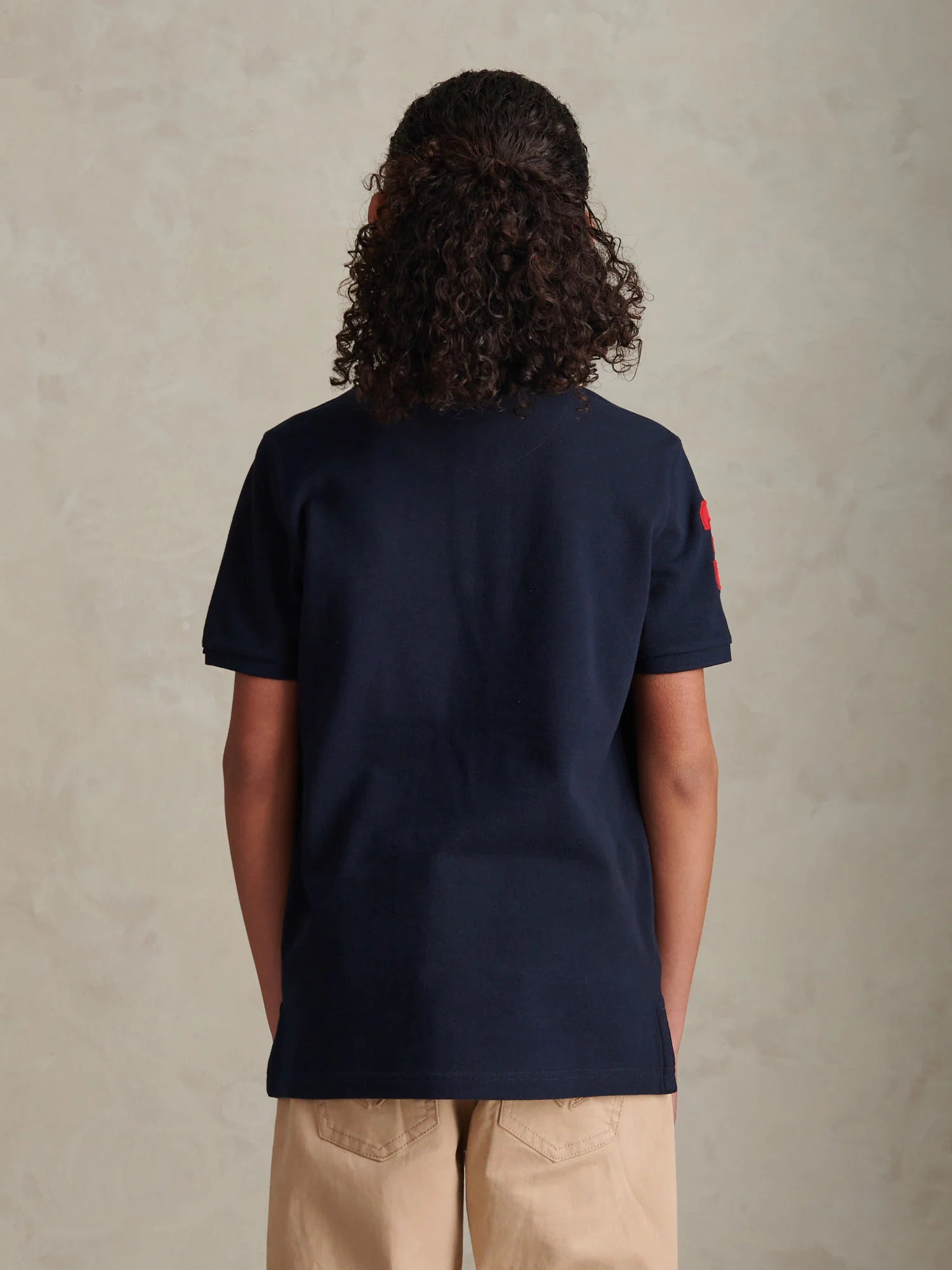Player 3 Pique Polo Dark Sapphire Navy/Haute Red DHM - Image 4