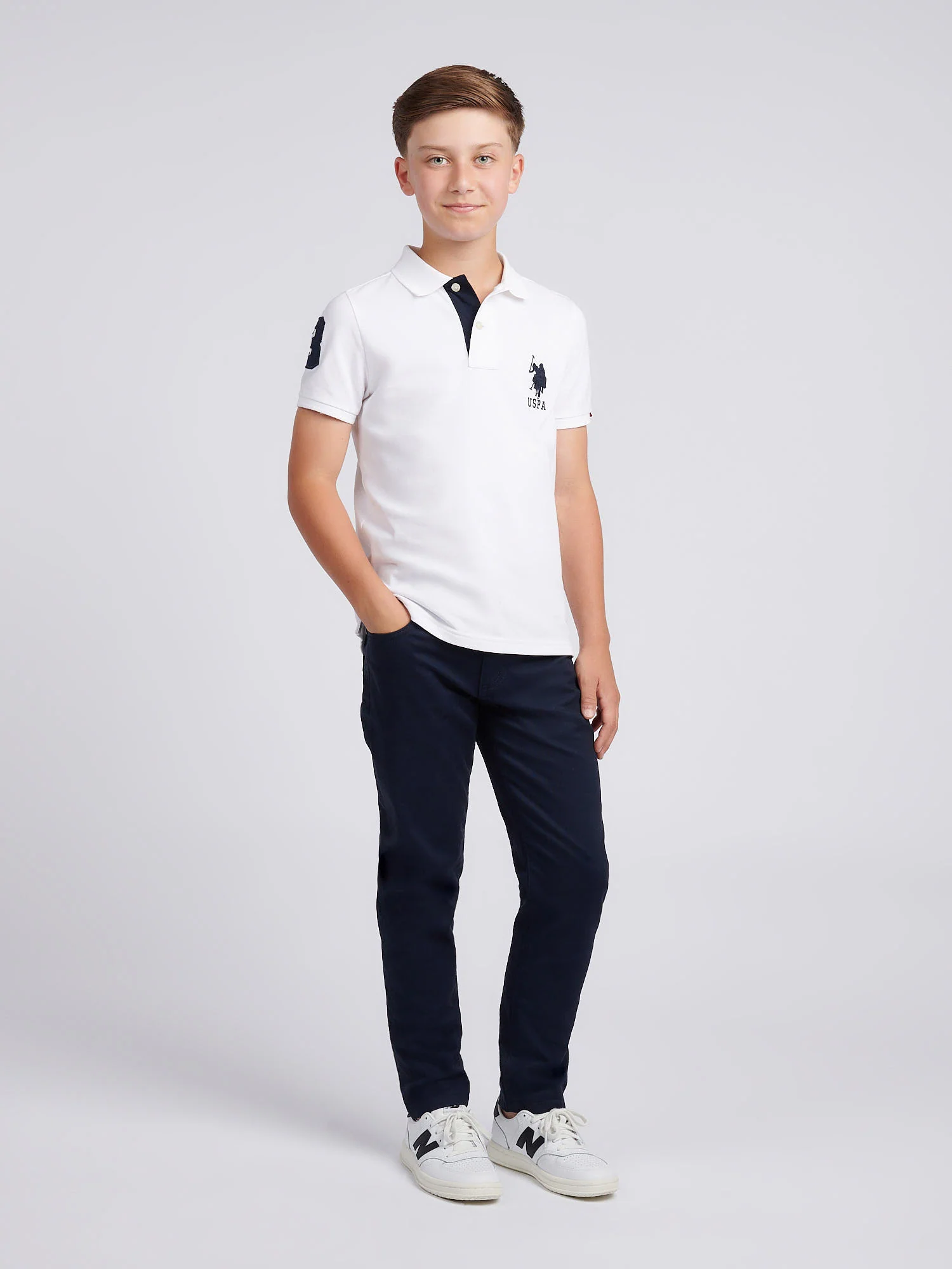 Player 3 Pique Polo White/Dark Sapphire granatowy DHM - Image 3