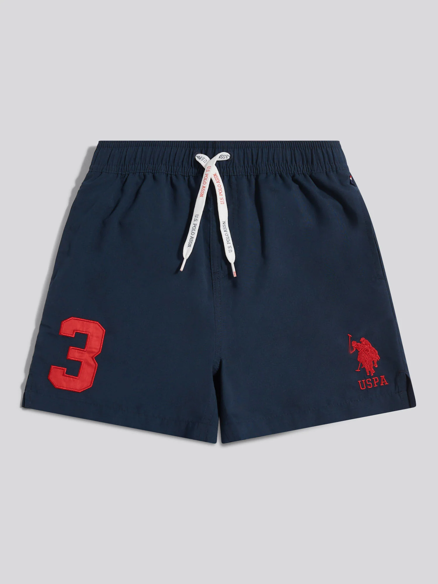 Boys Player 3 Swim Shorts Dark Sapphire Navy / Haute Red DHM - Image 6