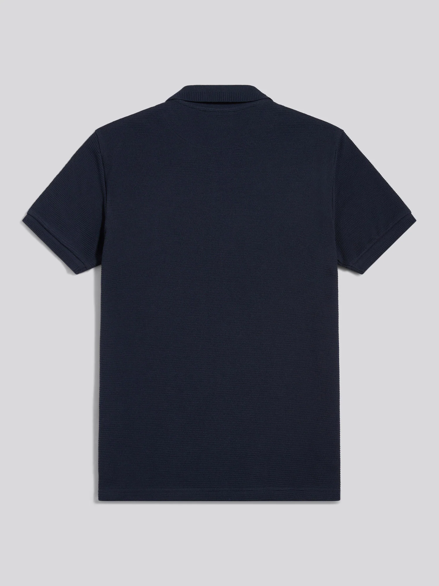 Mens Popcorn Texture Zip Polo Shirt Dark Sapphire Navy - Image 2