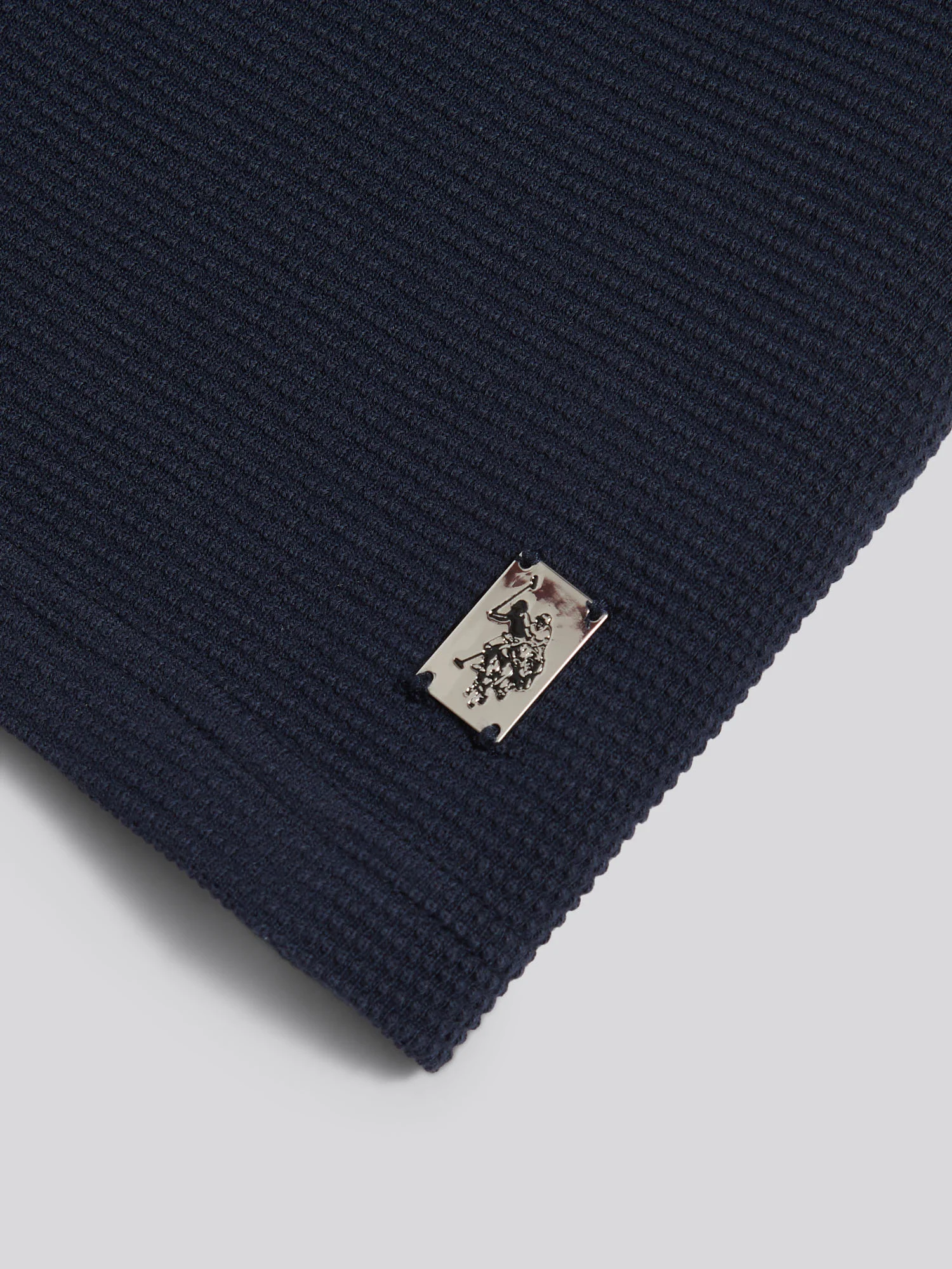 Mens Popcorn Texture Zip Polo Shirt Dark Sapphire Navy - Image 3