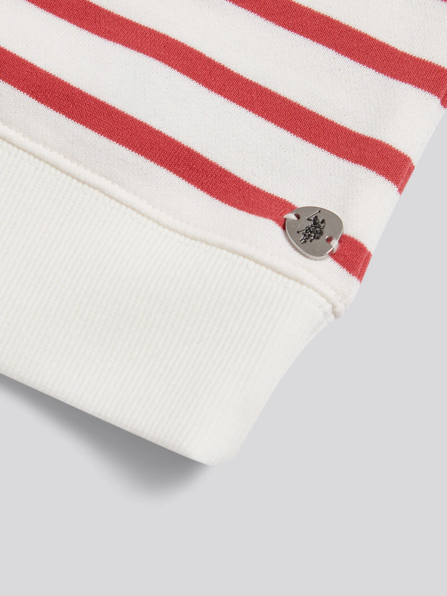 Womens Puff Sleeve Stripe Sweatshirt Mineral Red - Image 3