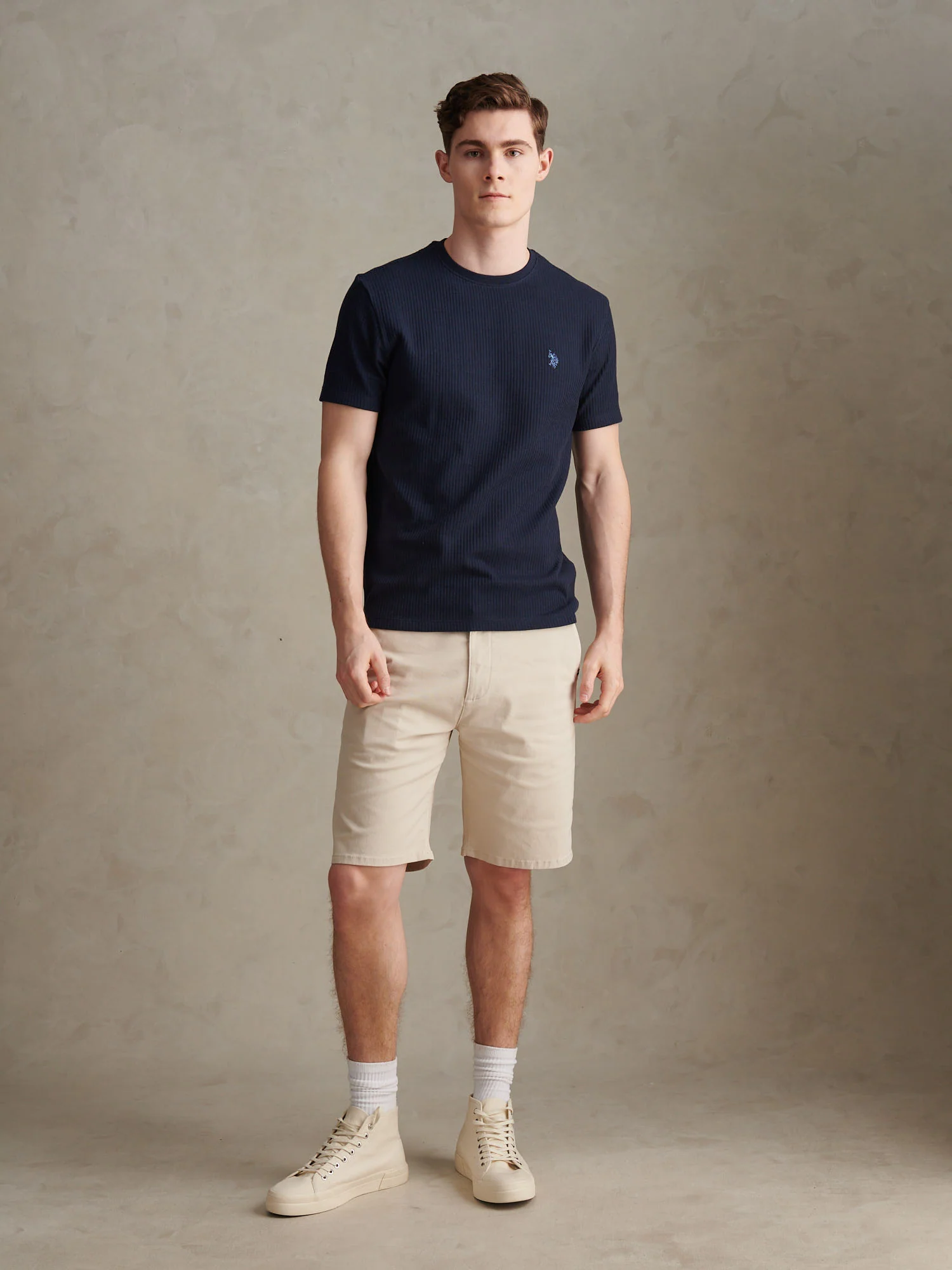 Mens Rib Texture T-Shirt Dark Sapphire Navy - Image 3