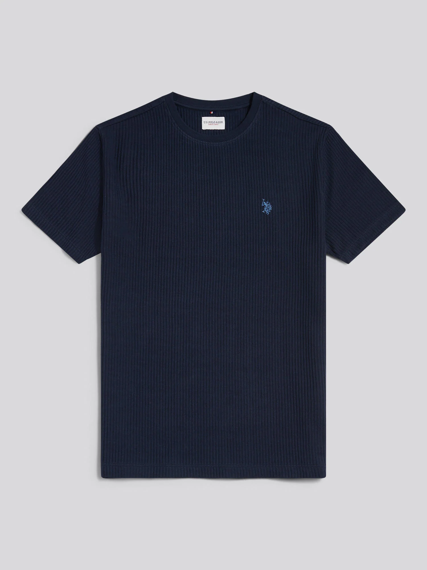 Mens Rib Texture T-Shirt Dark Sapphire Navy - Image 5