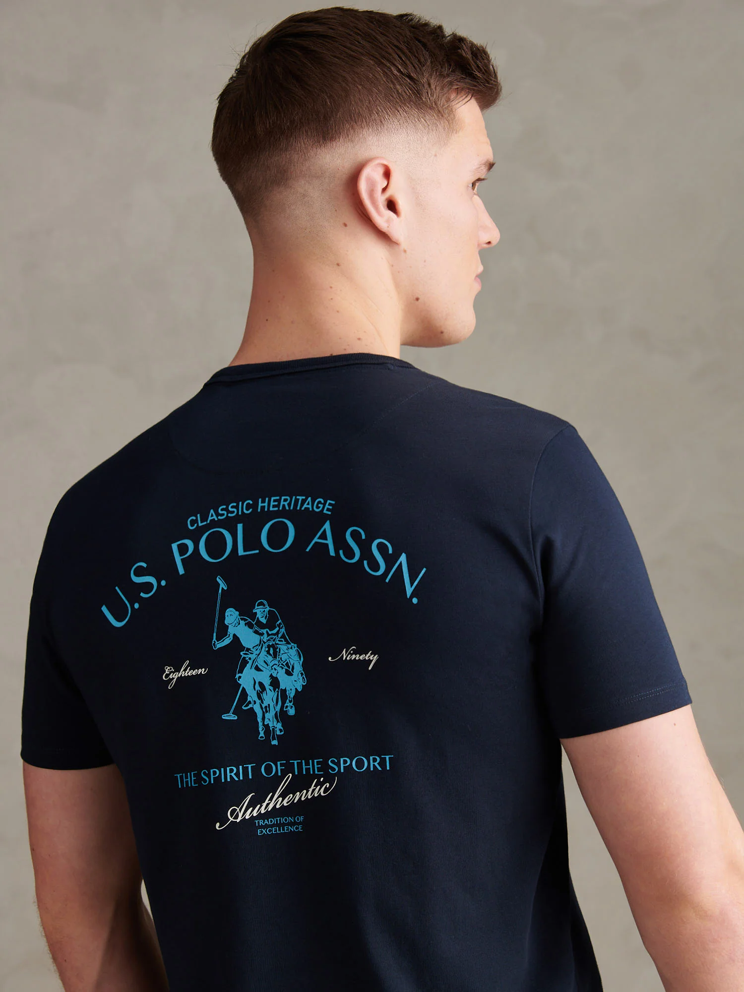 Mens Spirit Of Sport Back Graphic T-Shirt Dark Sapphire Navy - Image 5