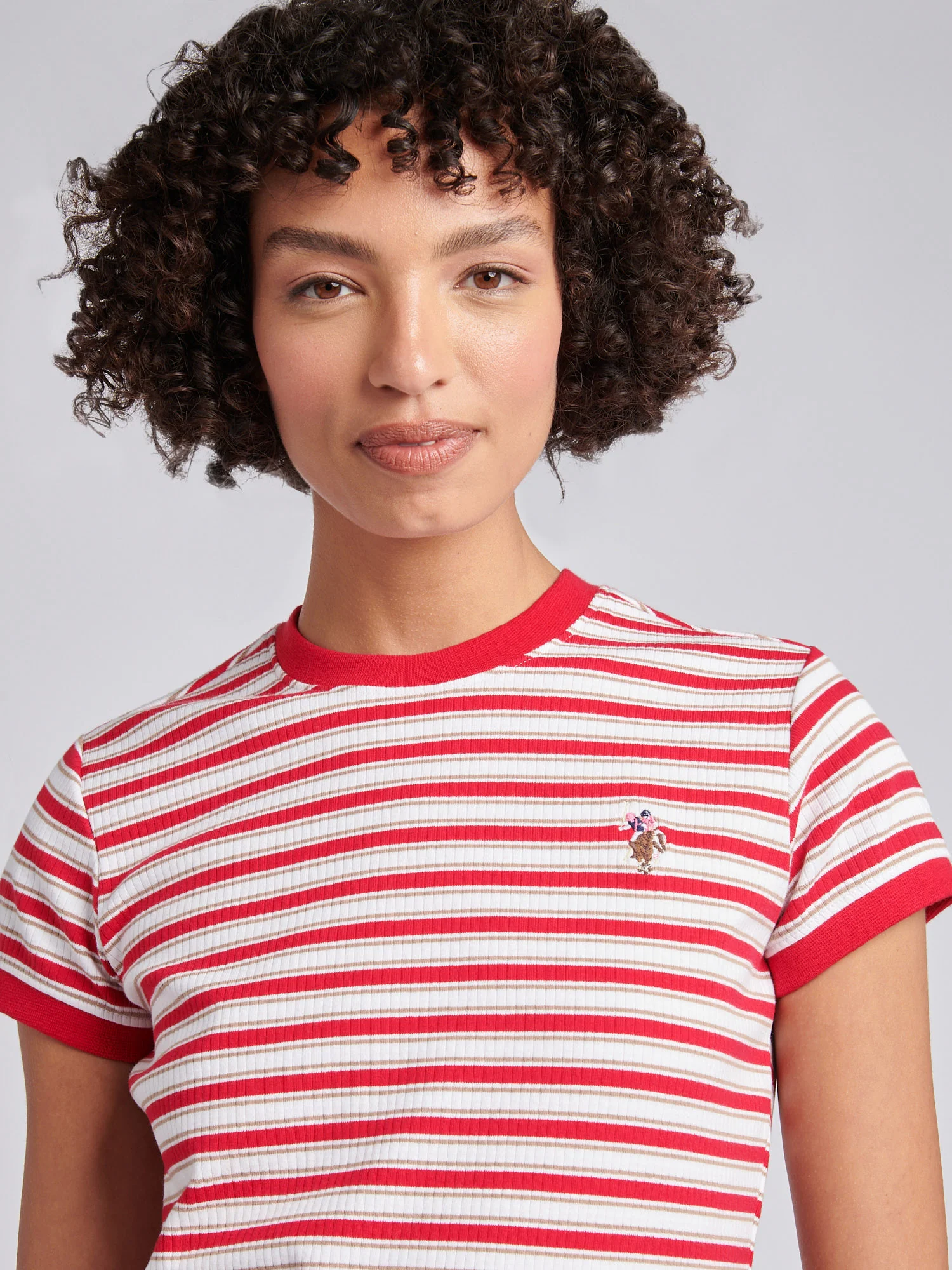 SS Stripe Rib Tee Jalapeno Red - Image 2