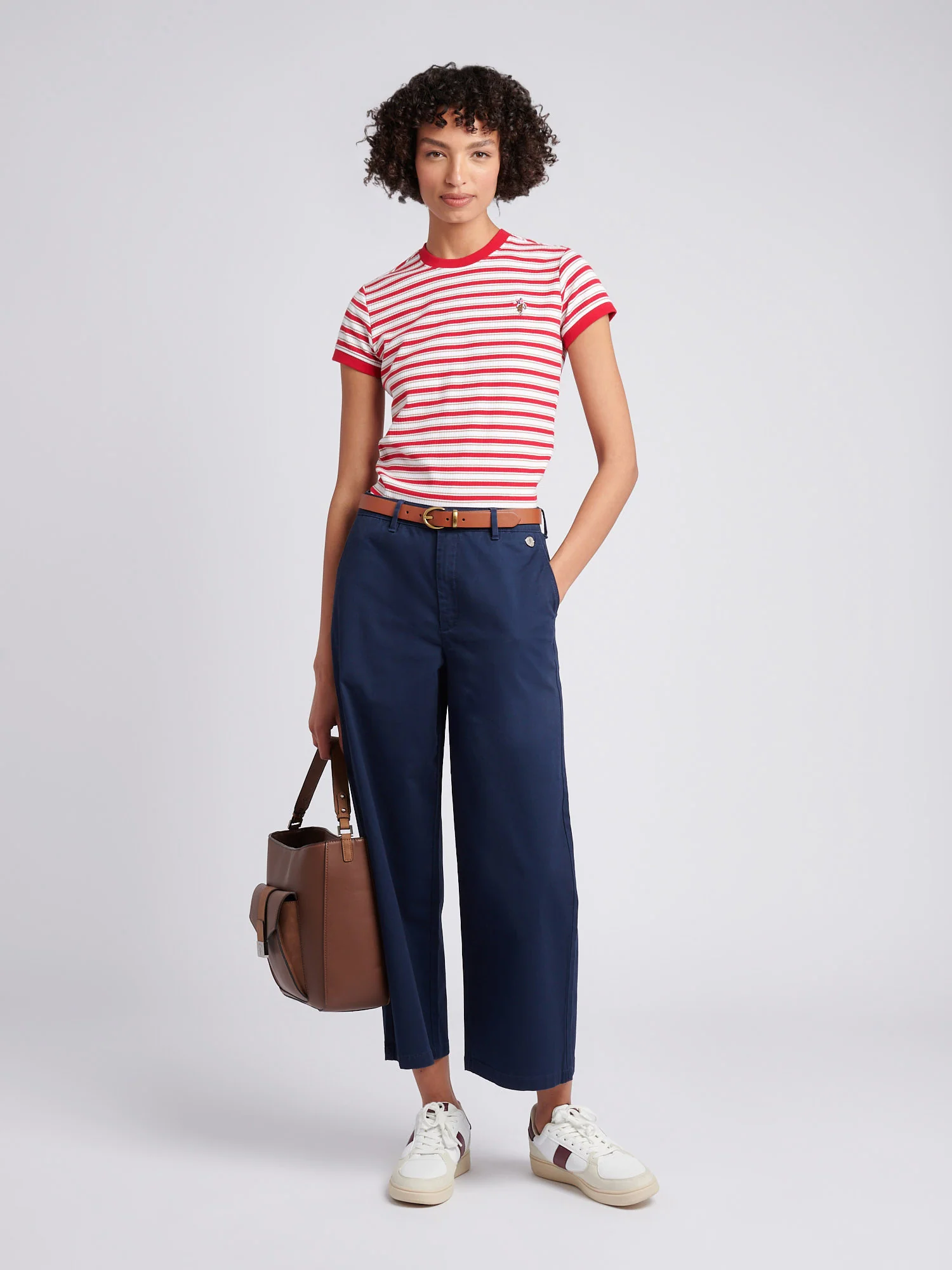 SS Stripe Rib Tee Jalapeno Red - Image 3