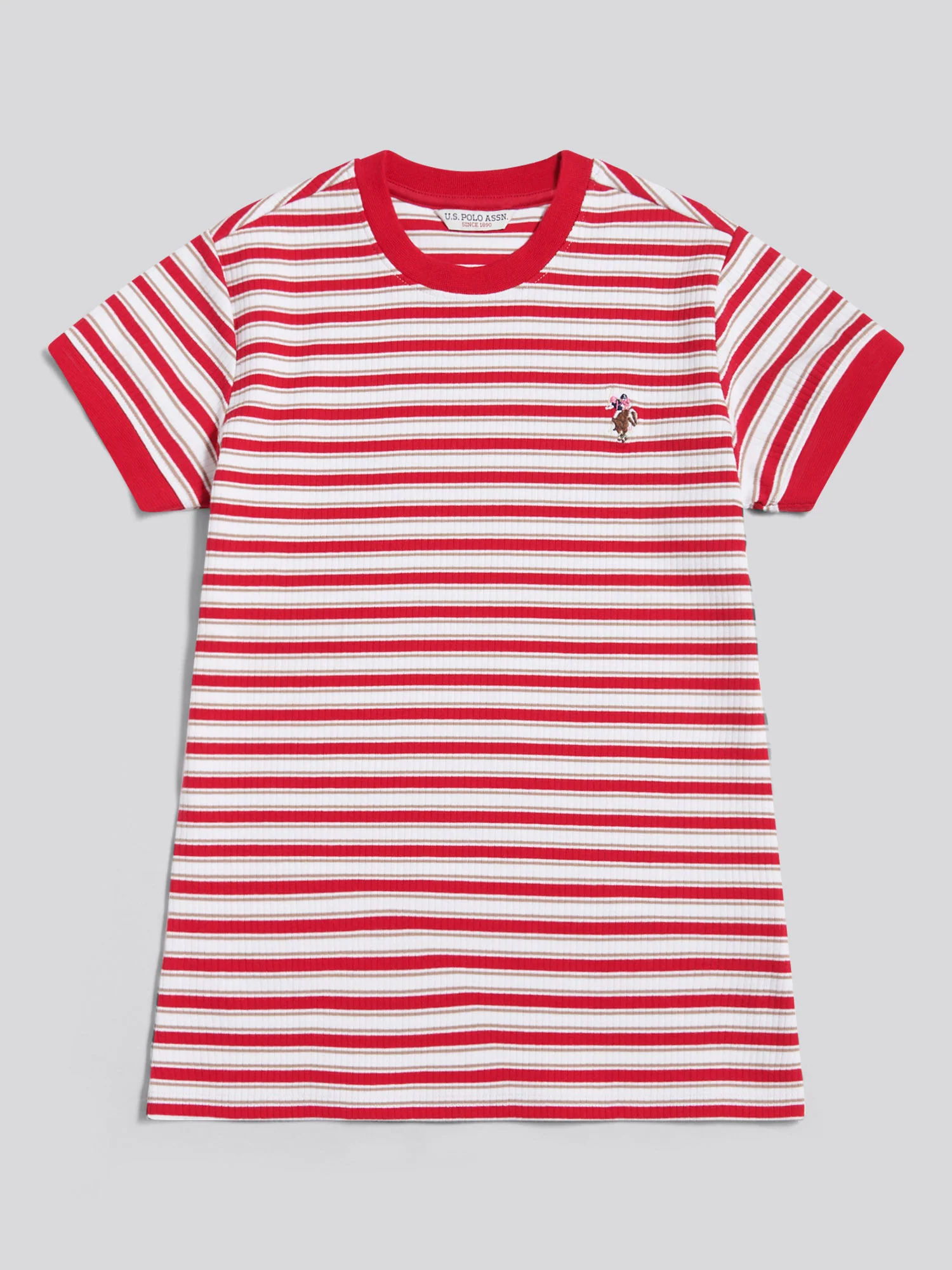 SS Stripe Rib Tee Jalapeno Red - Image 5