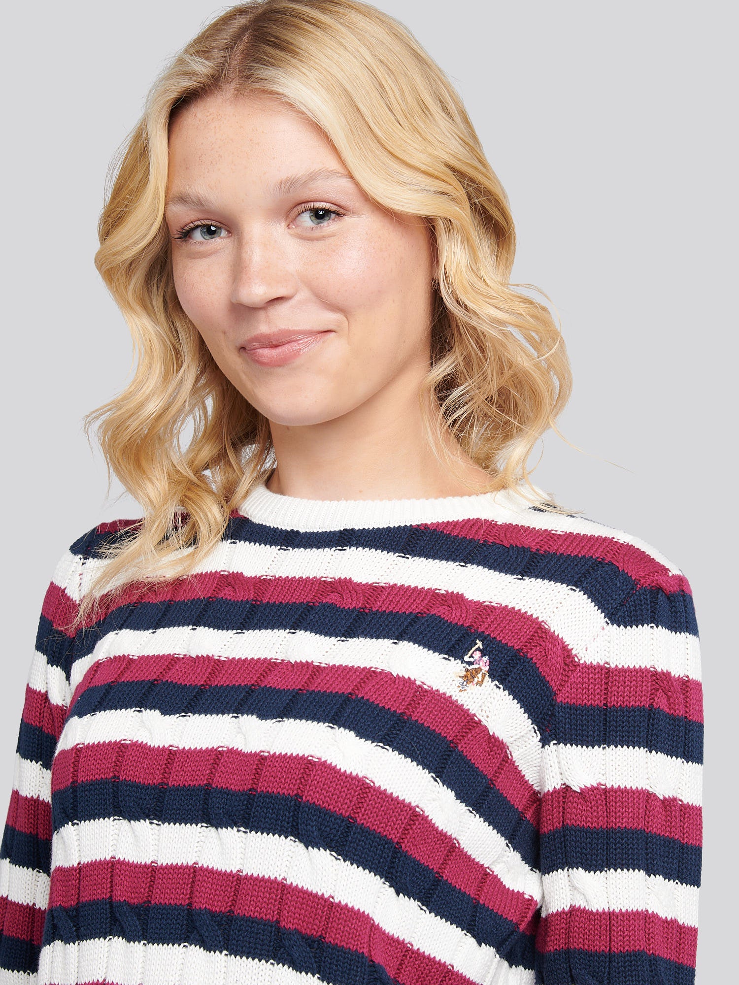 Stripe Crew Skiewnik szyi kabel beaujolais - Image 2
