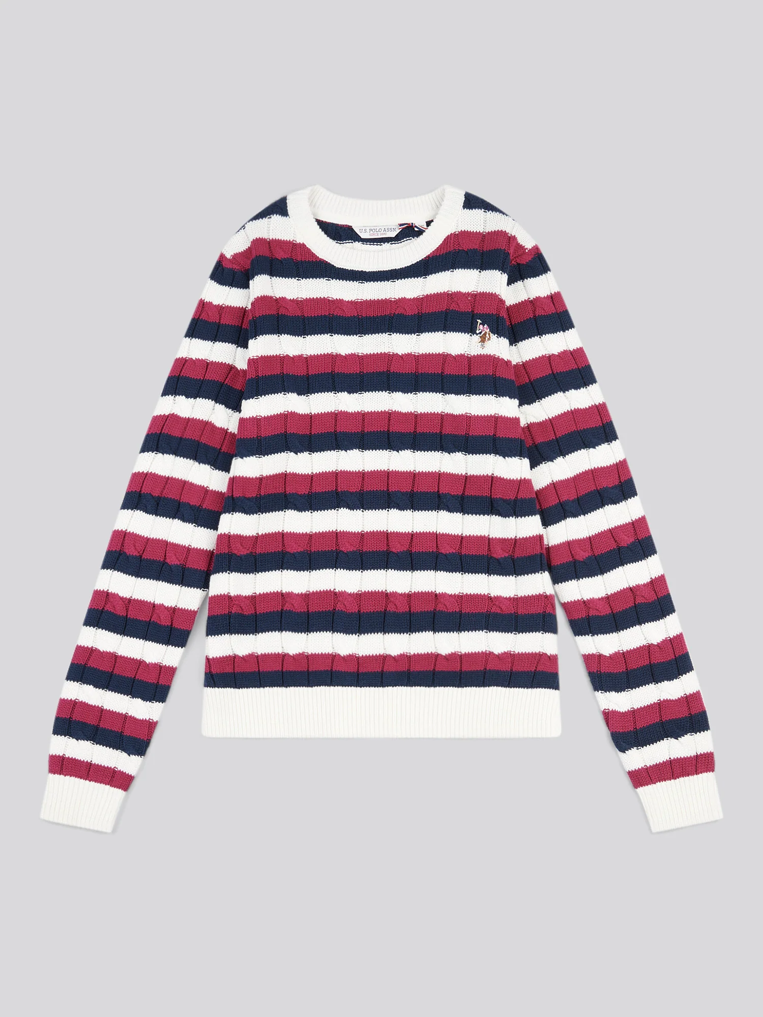 Stripe Crew Skiewnik szyi kabel beaujolais - Image 5