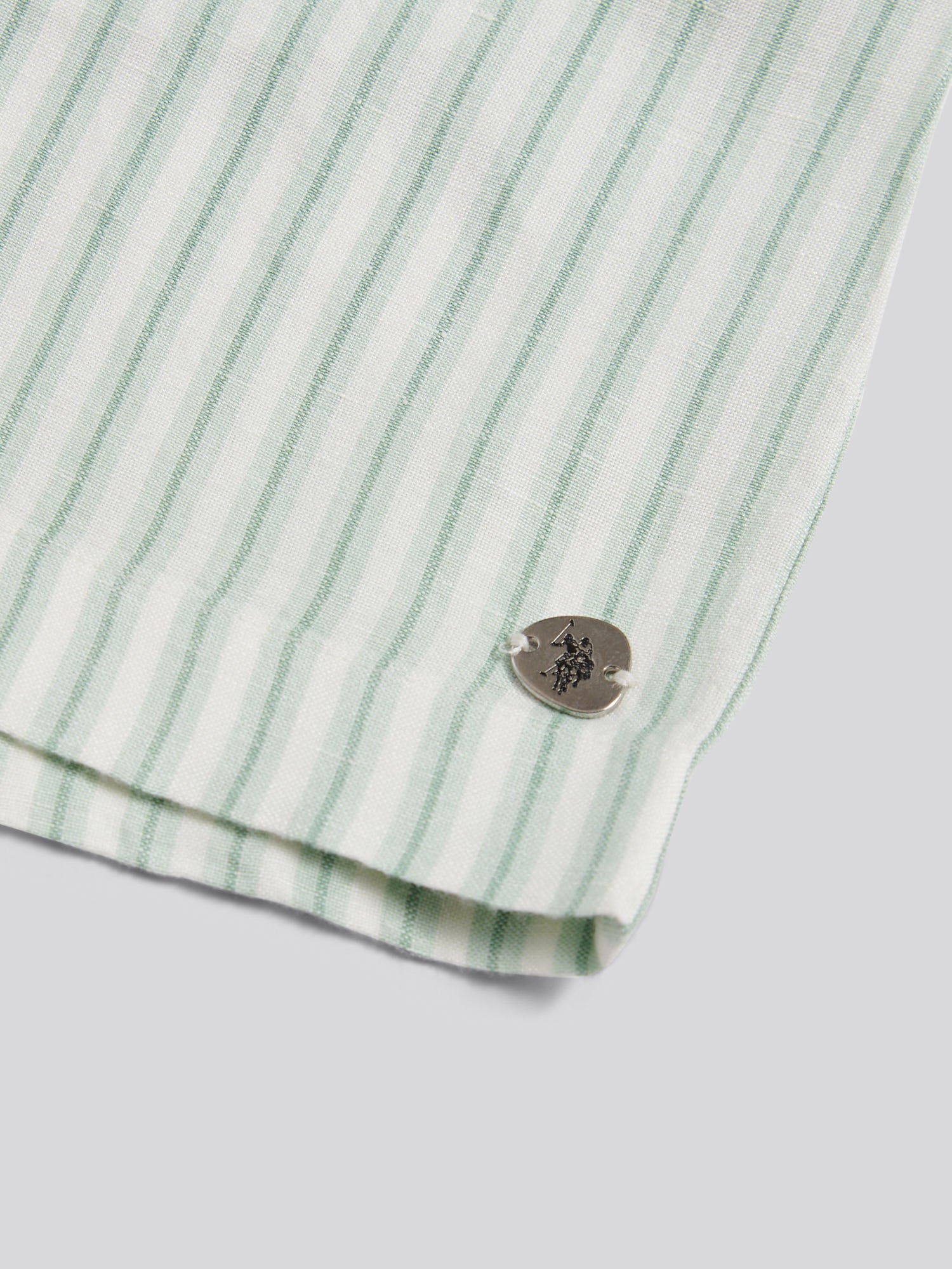 Womens Linen Blend Stripe Boxer Short Misty Jade - Image 3