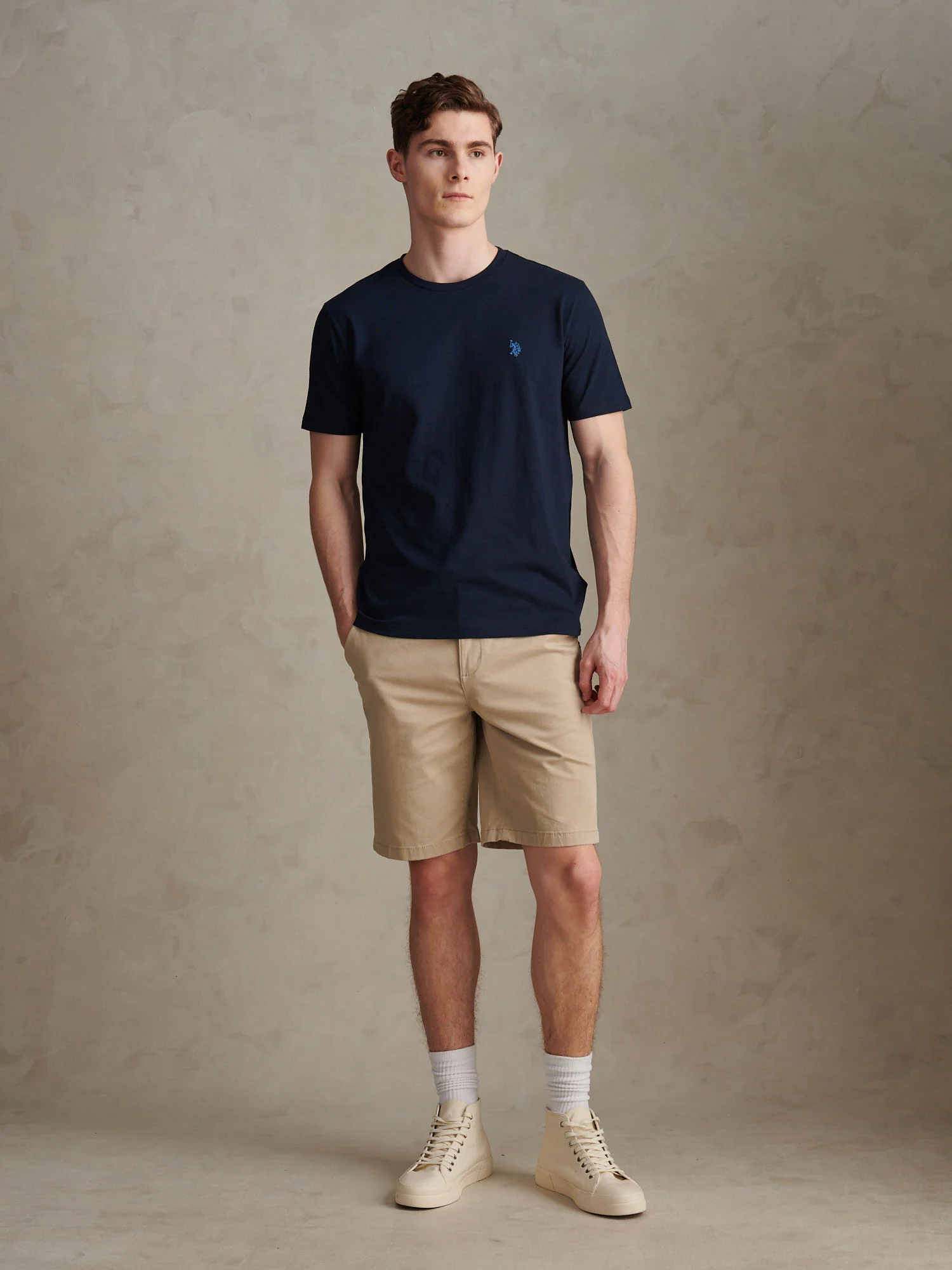Mens Subtle Texture Double Horsemen T-Shirt Dark Sapphire Navy - Image 3