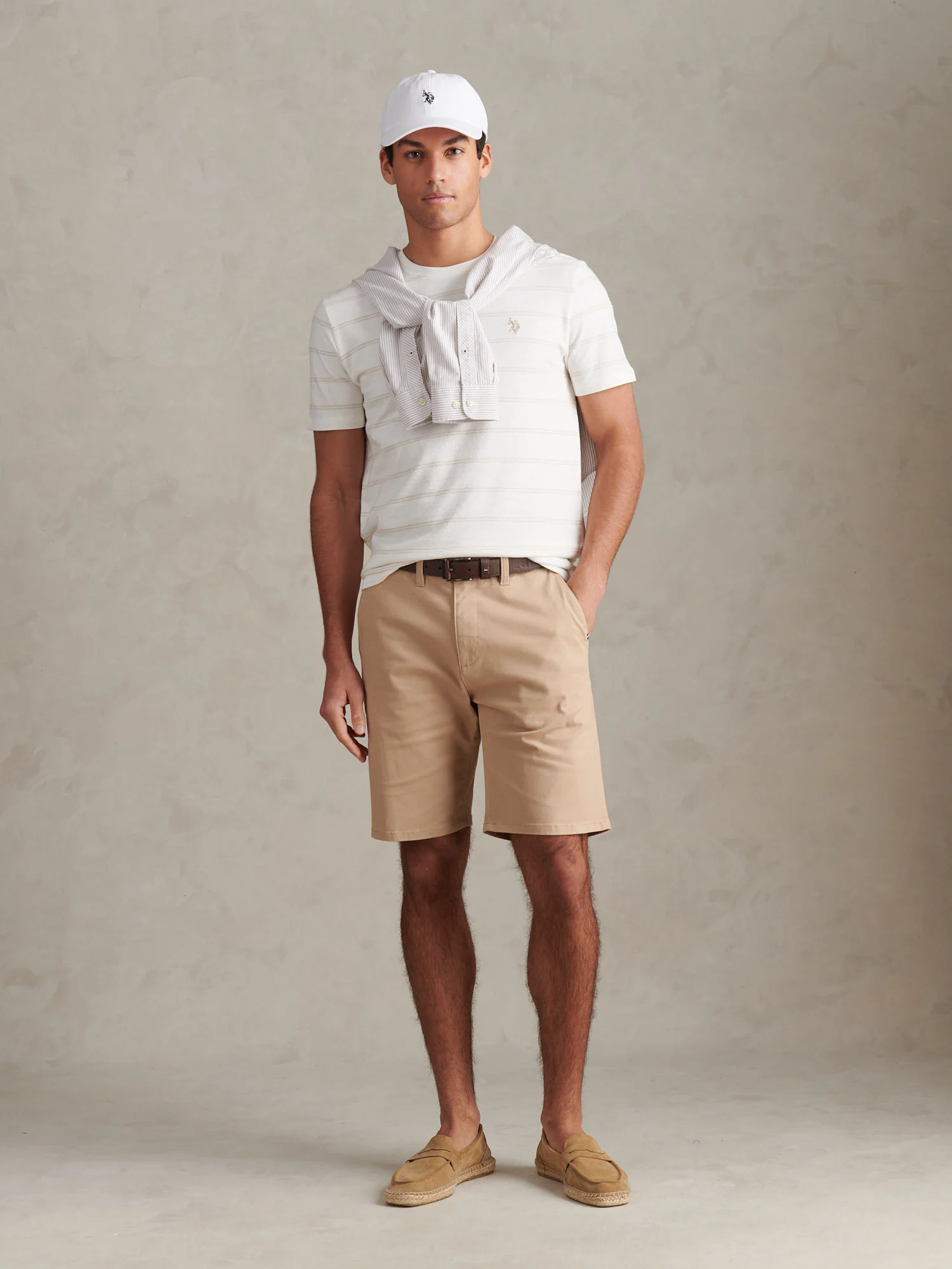 Mens Terry Stripe T-Shirt Whisper White - Image 3