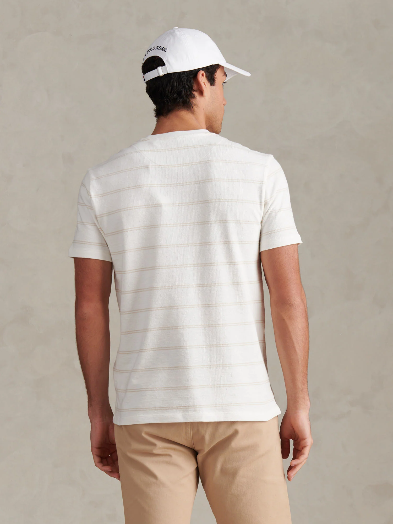 Mens Terry Stripe T-Shirt Whisper White - Image 4