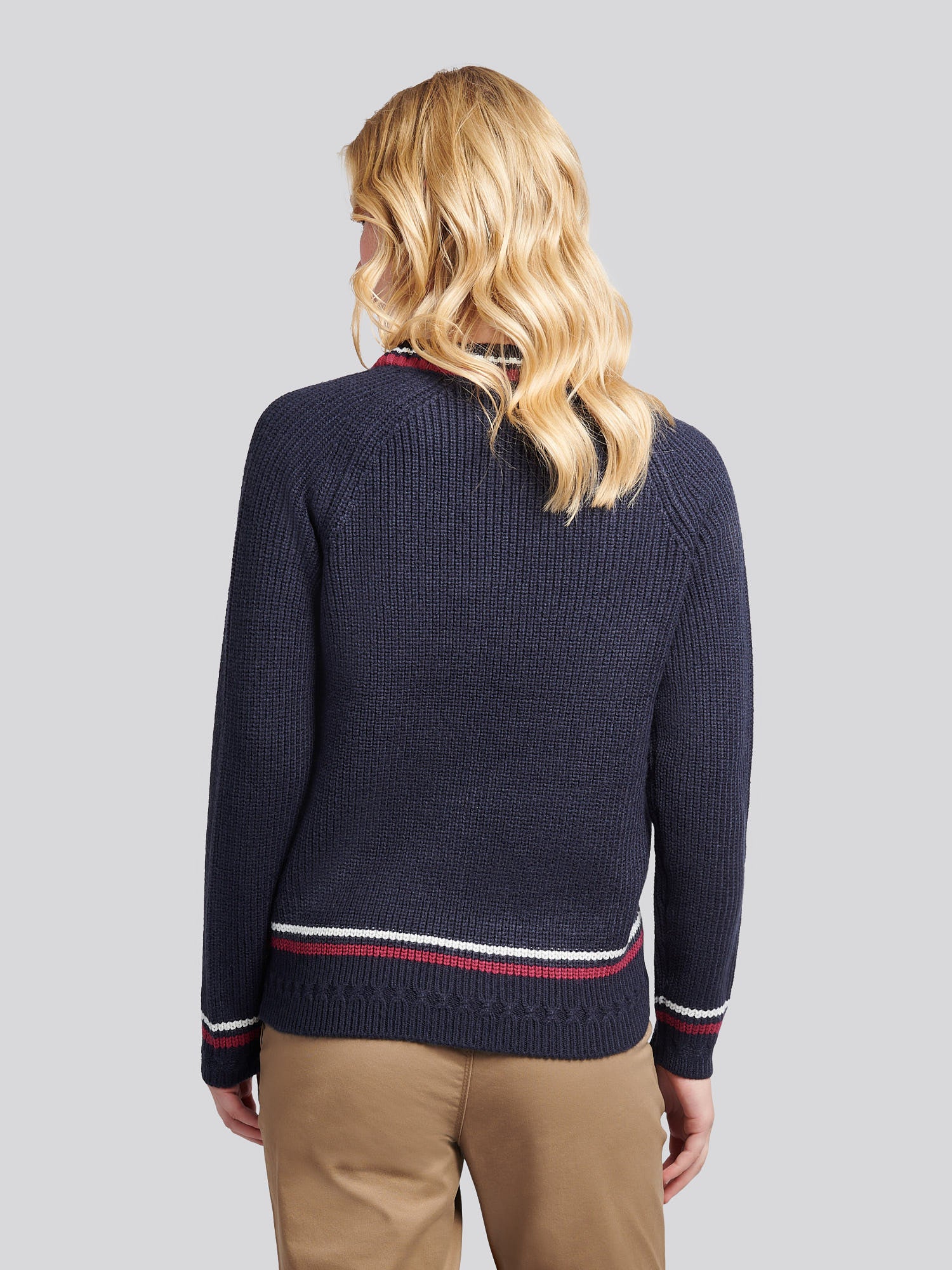 Tri Stripe Tipping Cricket Jumper Navy Iris - Image 4