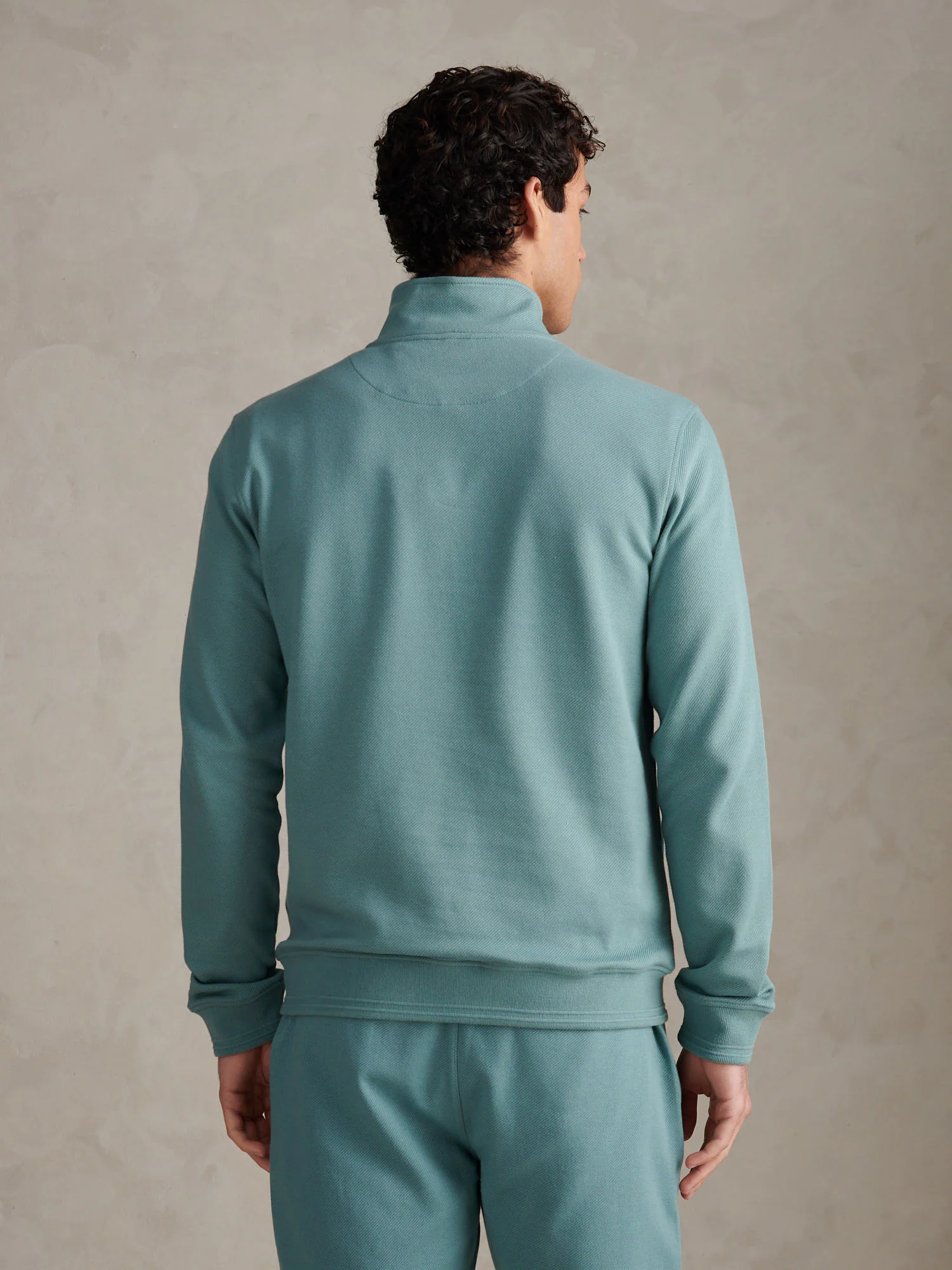 Mens Twill Textured 1/4 Zip Funnel Sweatshirt Arctic - Image 4