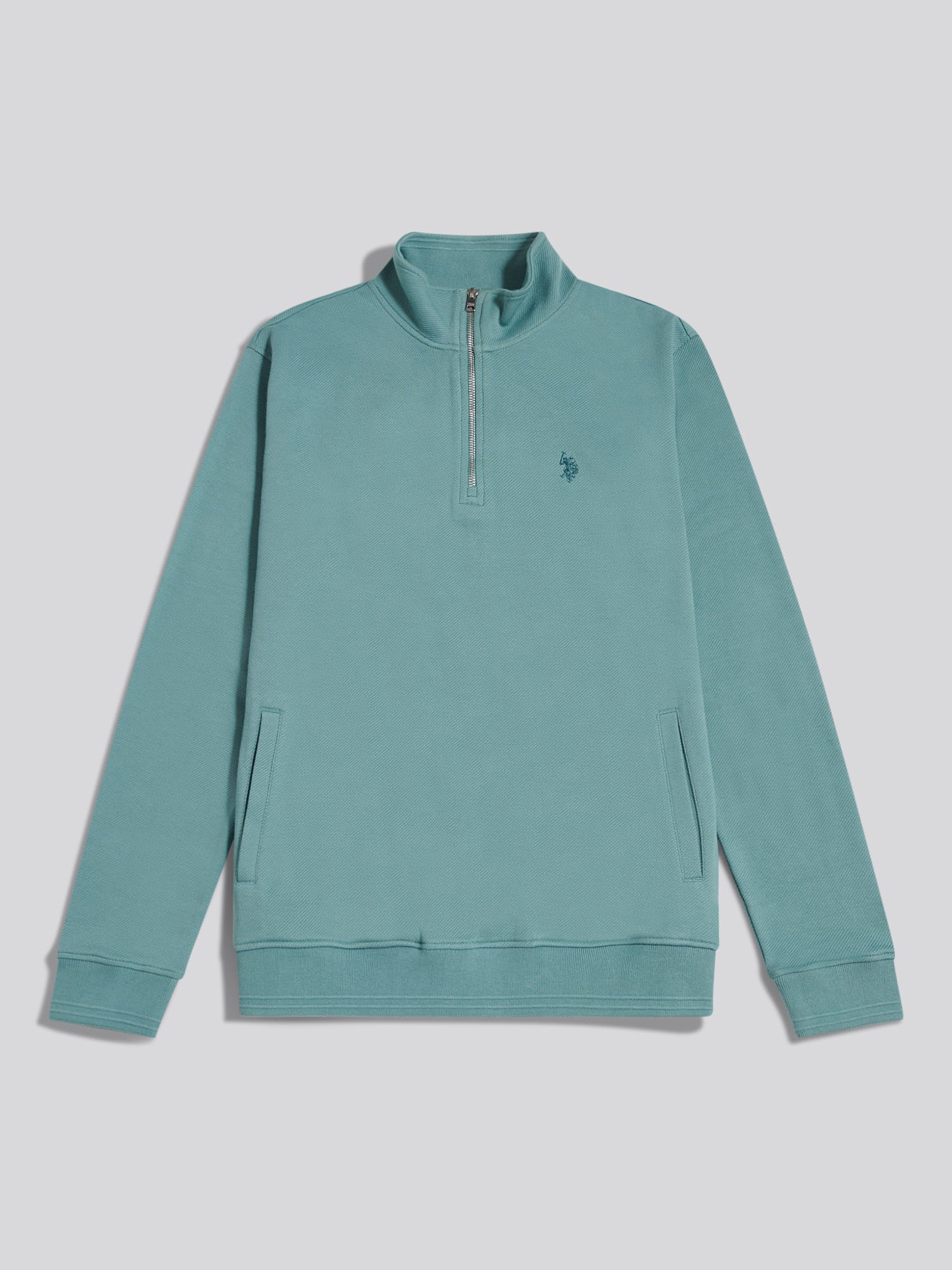 Mens Twill Textured 1/4 Zip Funnel Sweatshirt Arctic - Image 7