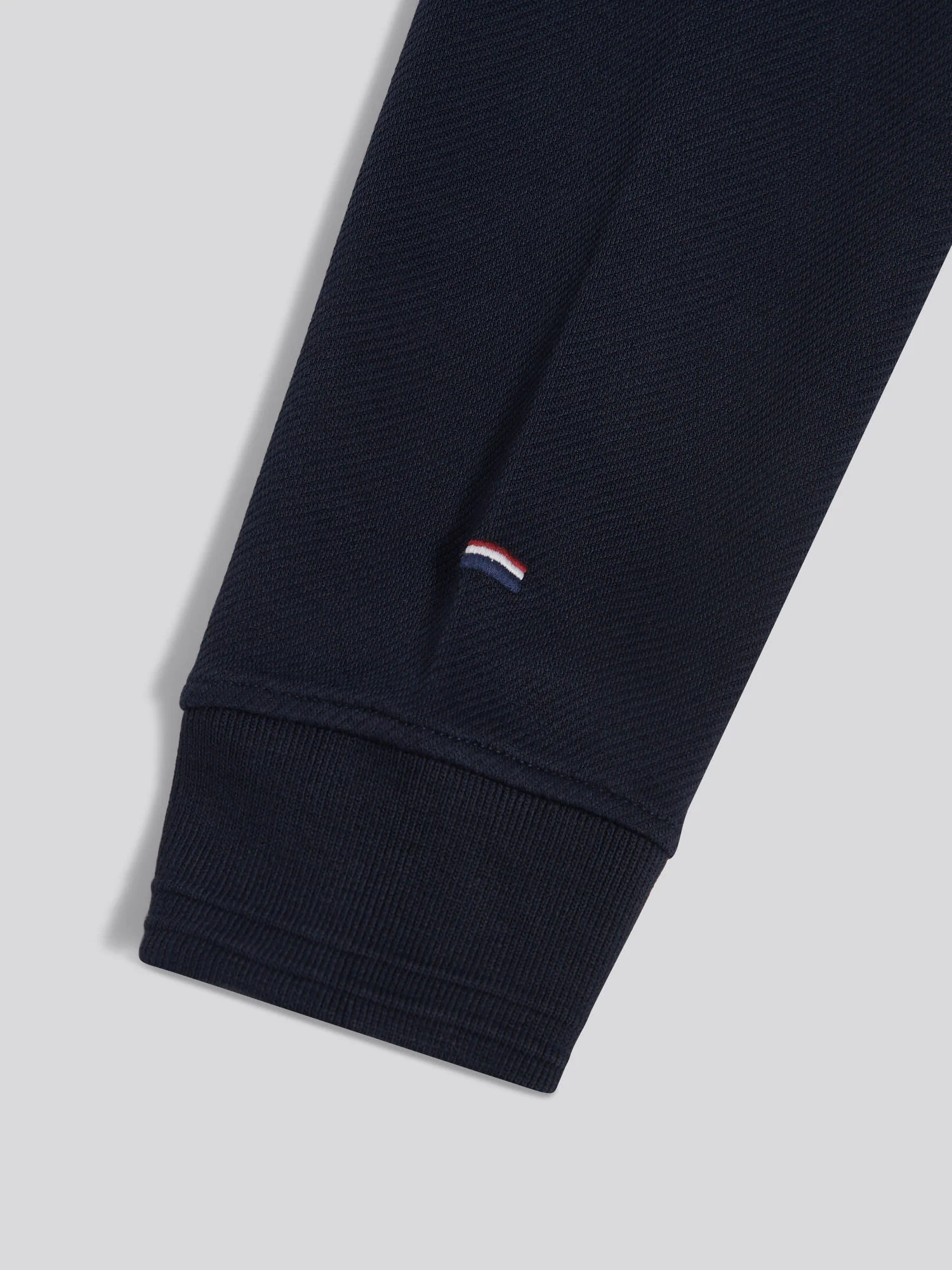 Mens Twill Textured 1/4 Zip Funnel Sweatshirt Dark Sapphire Navy - Image 4