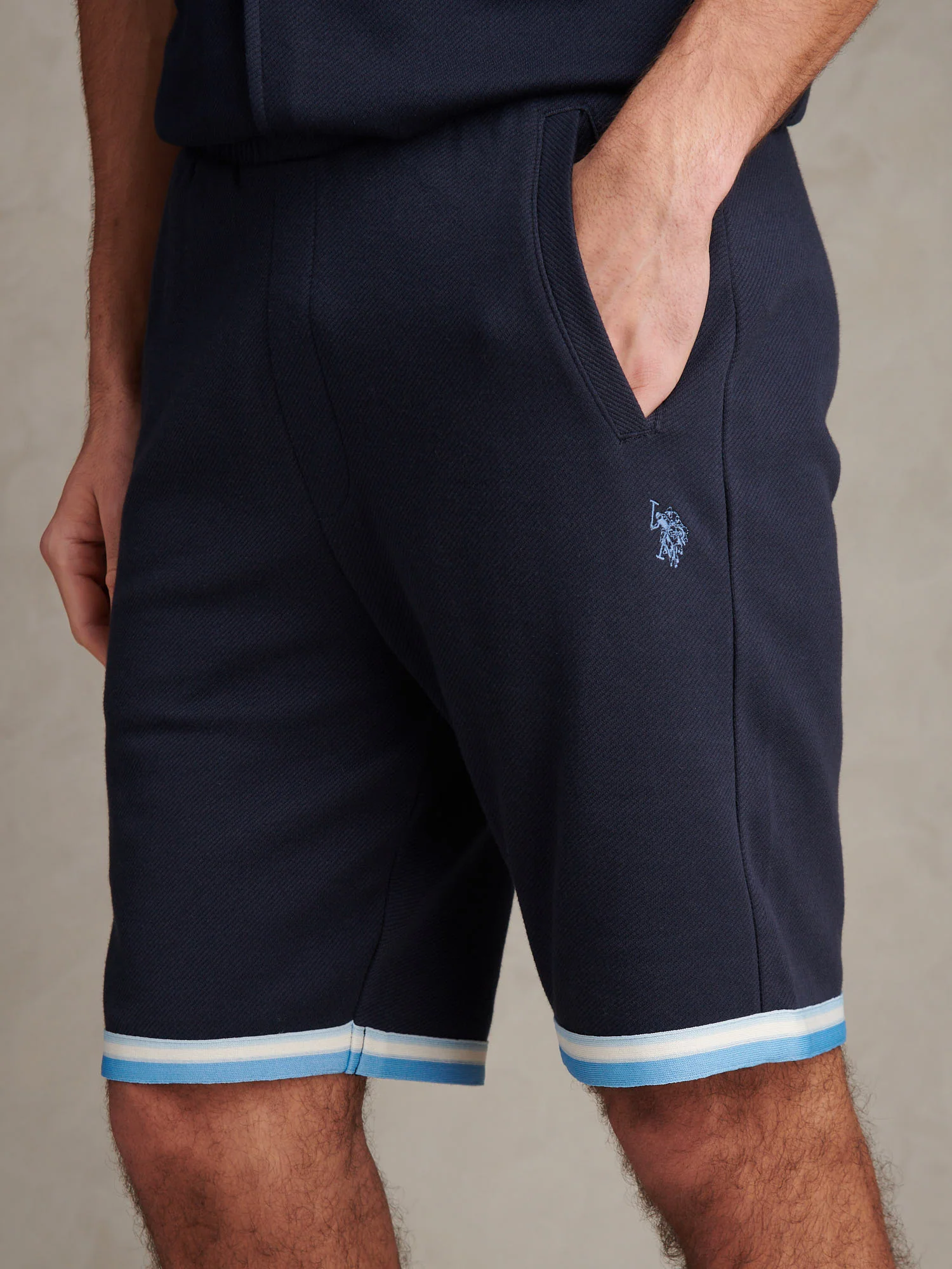 Mens Twill Taped Sweat Shorts Dark Sapphire Navy - Image 2