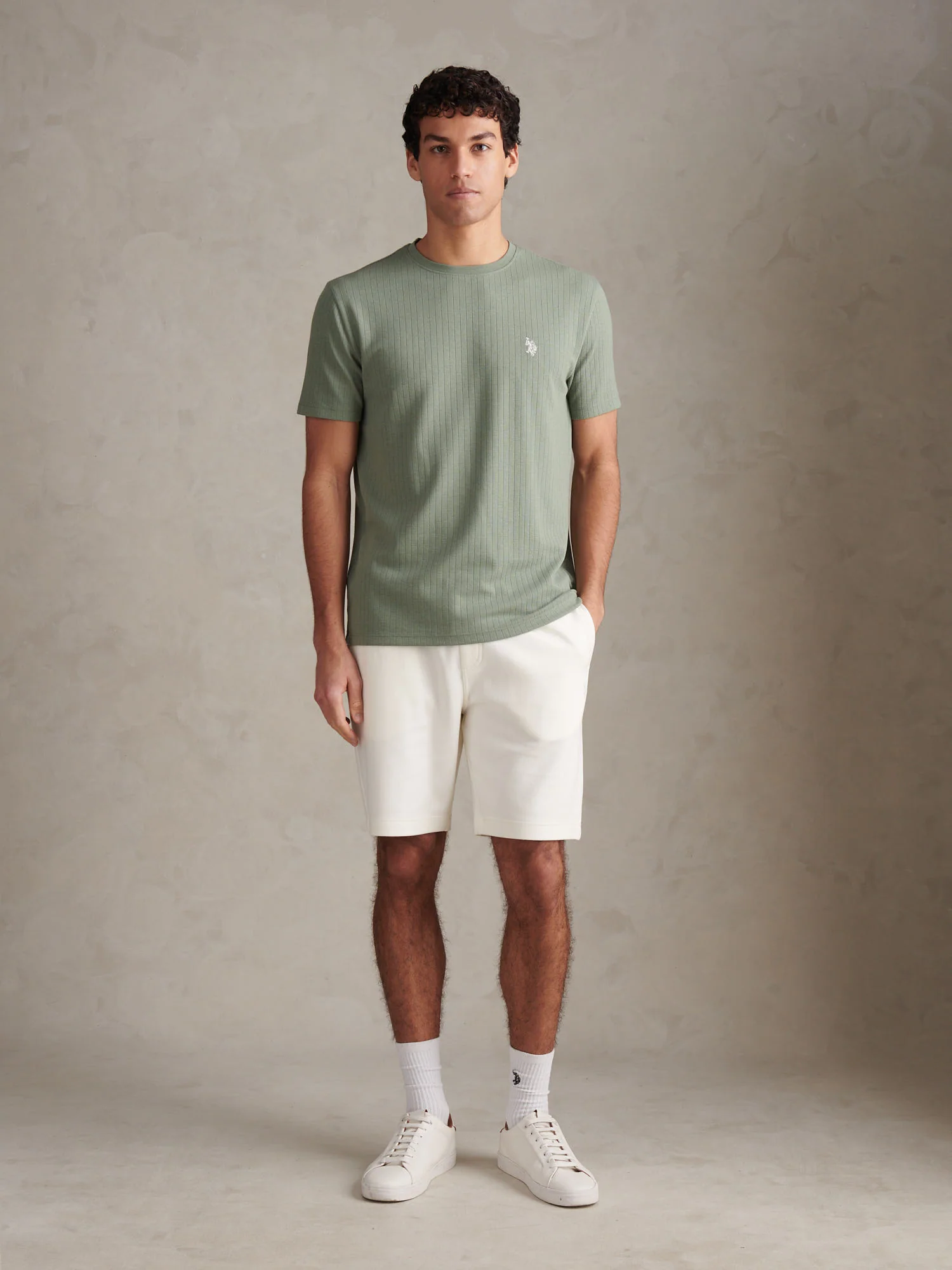 Mens Twill Texture Jersey Short Whisper White - Image 3