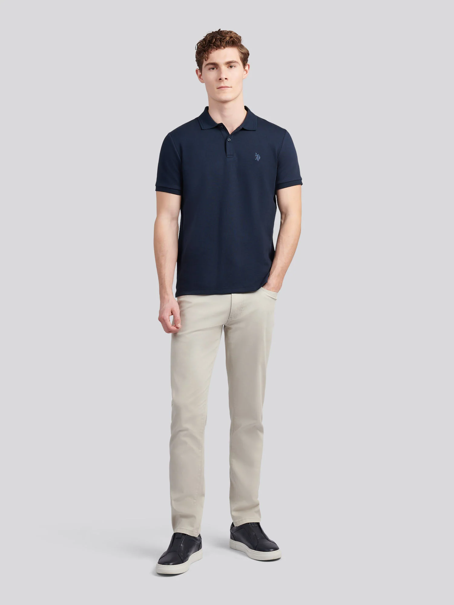 Twill Tekstura Polo Dark Sapphire granatowy/księżycowy światło niebieski - Image 3