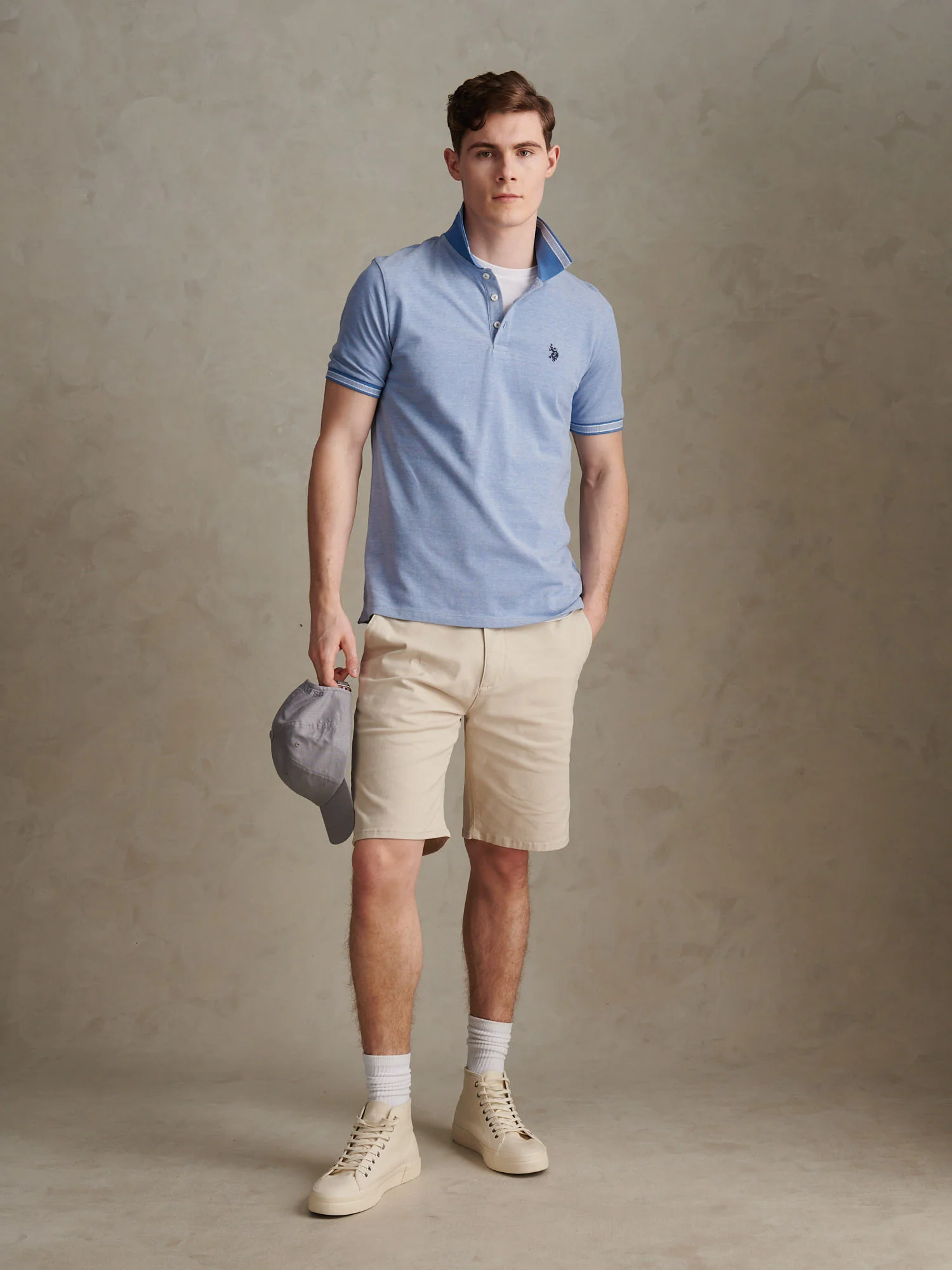 Mens Two Tone Tipped Pique Polo Shirt Riviera - Image 3