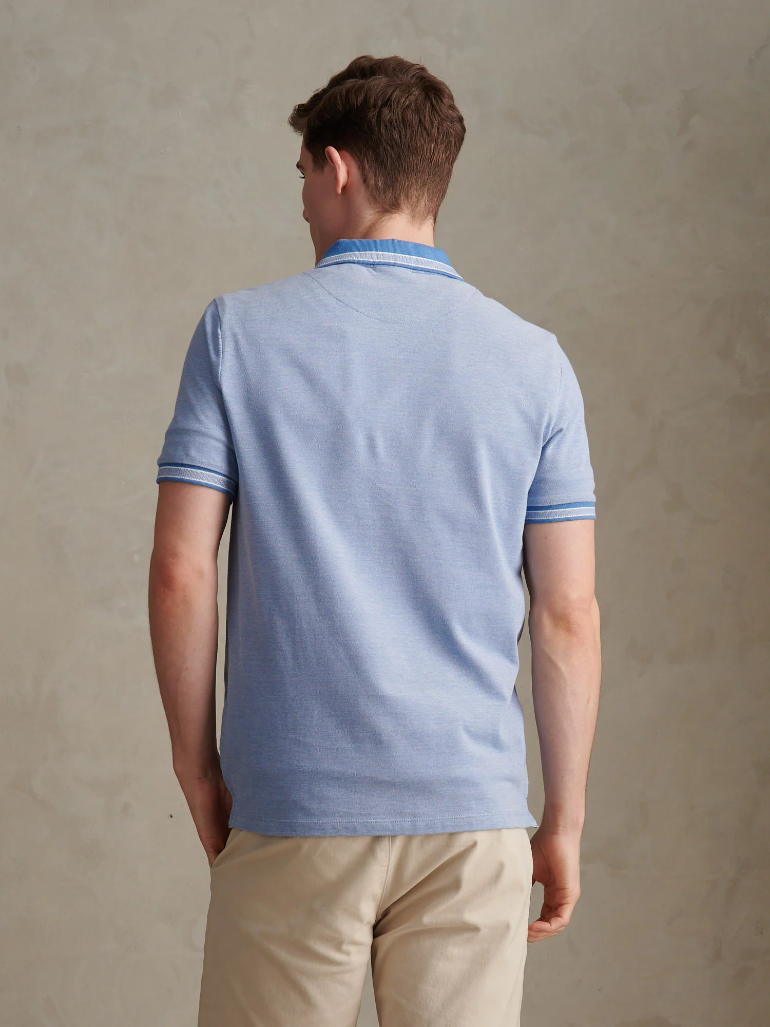 Mens Two Tone Tipped Pique Polo Shirt Riviera - Image 4