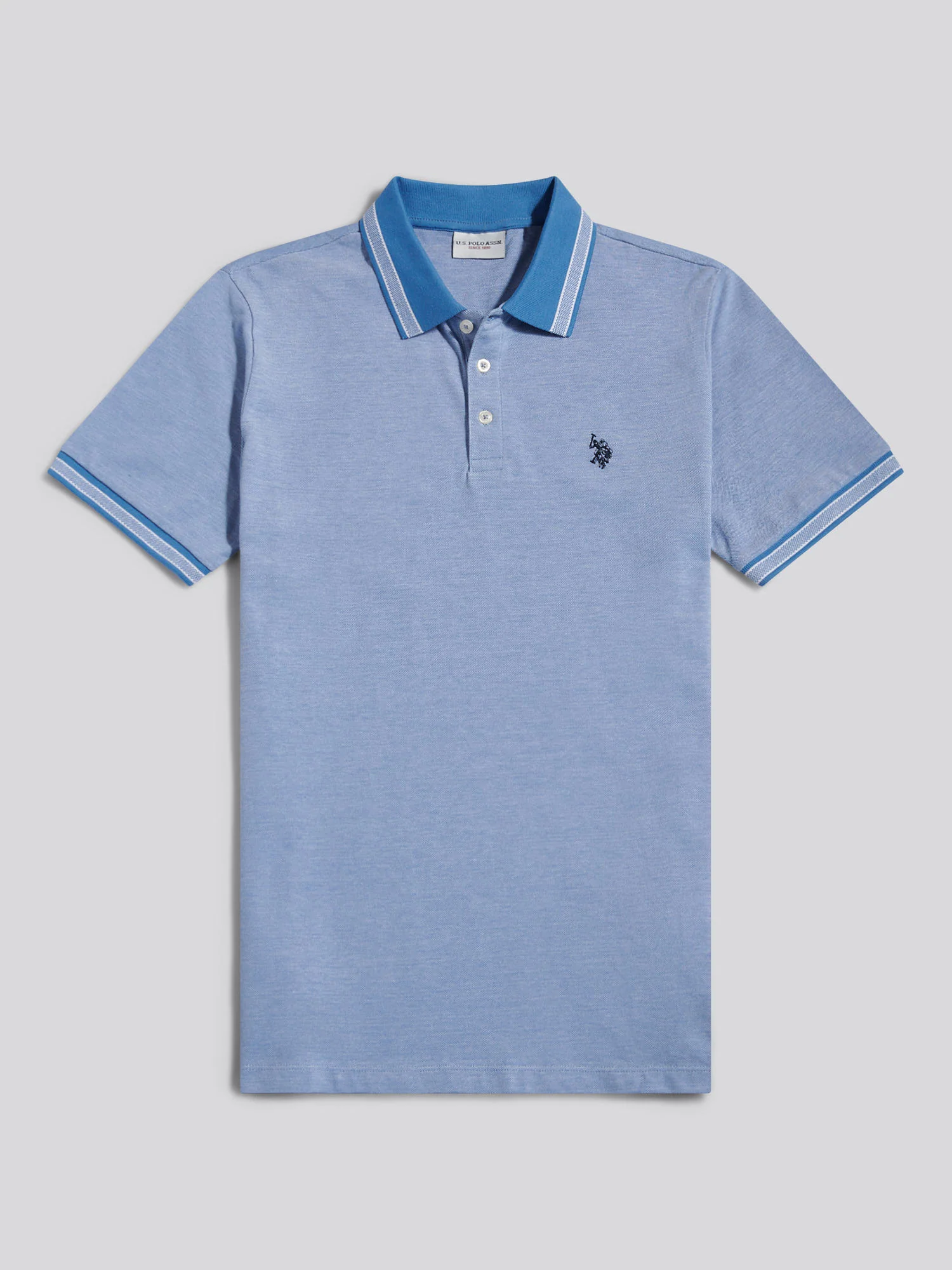 Mens Two Tone Tipped Pique Polo Shirt Riviera - Image 5