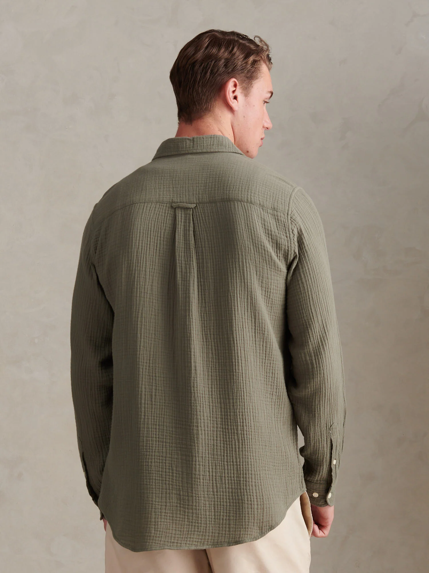 Mens Double Cloth Shirt Mulled Basil - Image 4