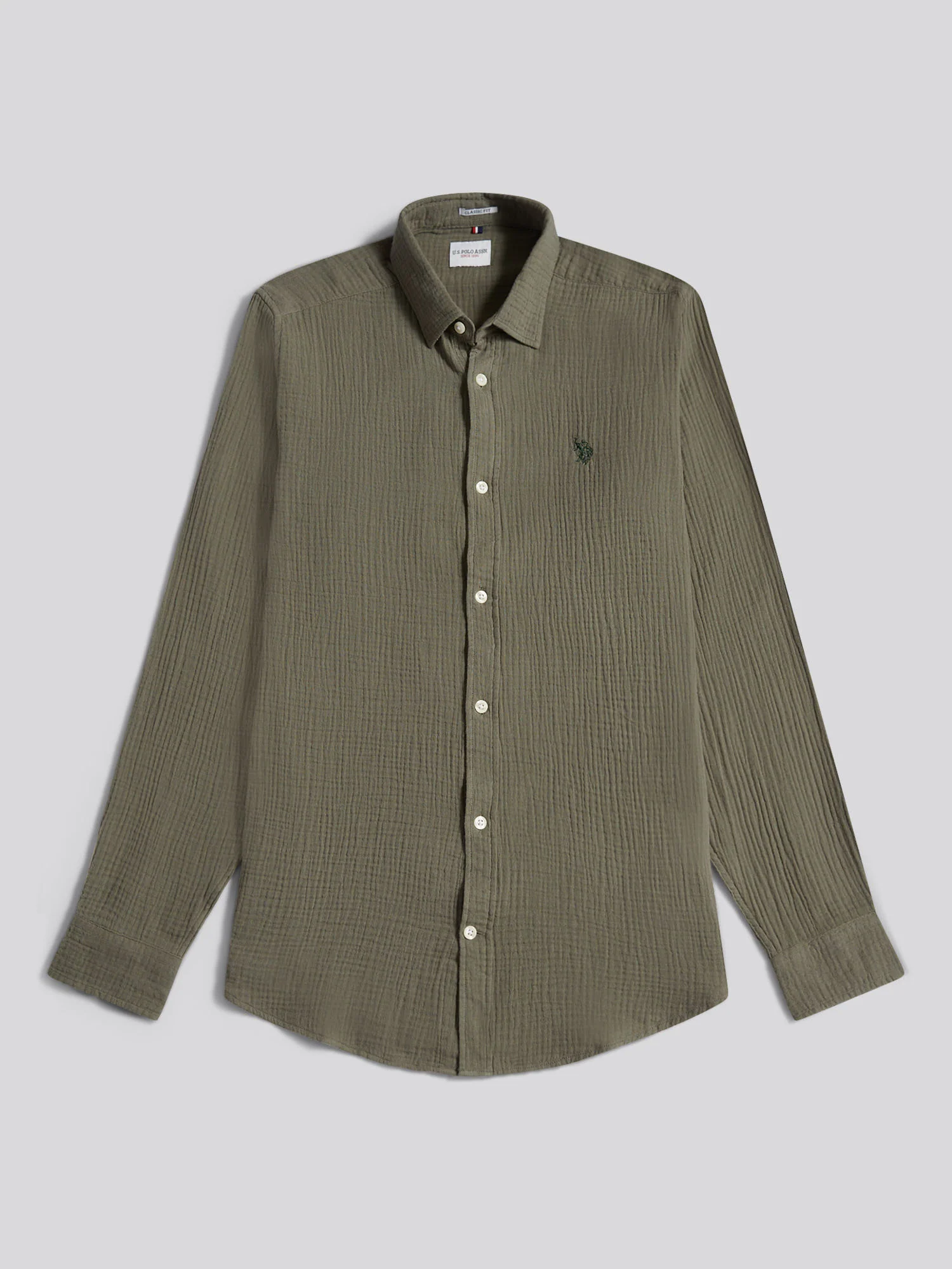 Mens Double Cloth Shirt Mulled Basil - Image 5