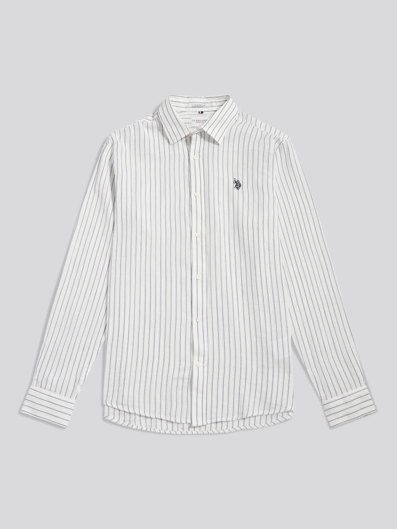 Mens Double Cloth Stripe Summer Shirt Bright White