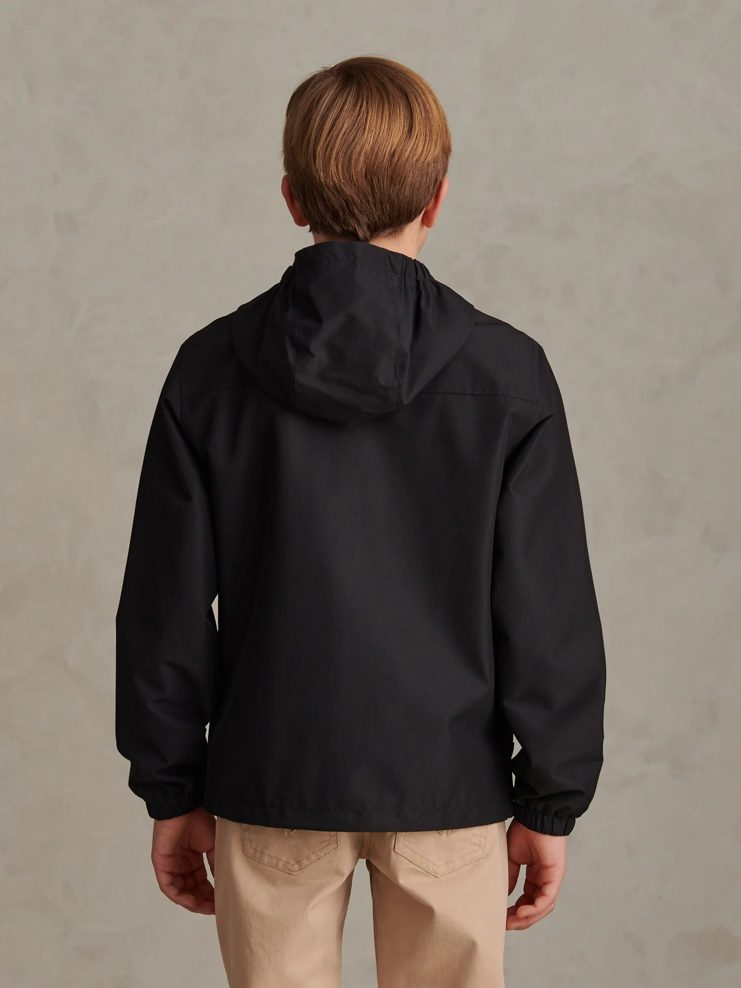 Boys Mesh Lined Hooded Windbreaker Black Bright White DHM - Image 4