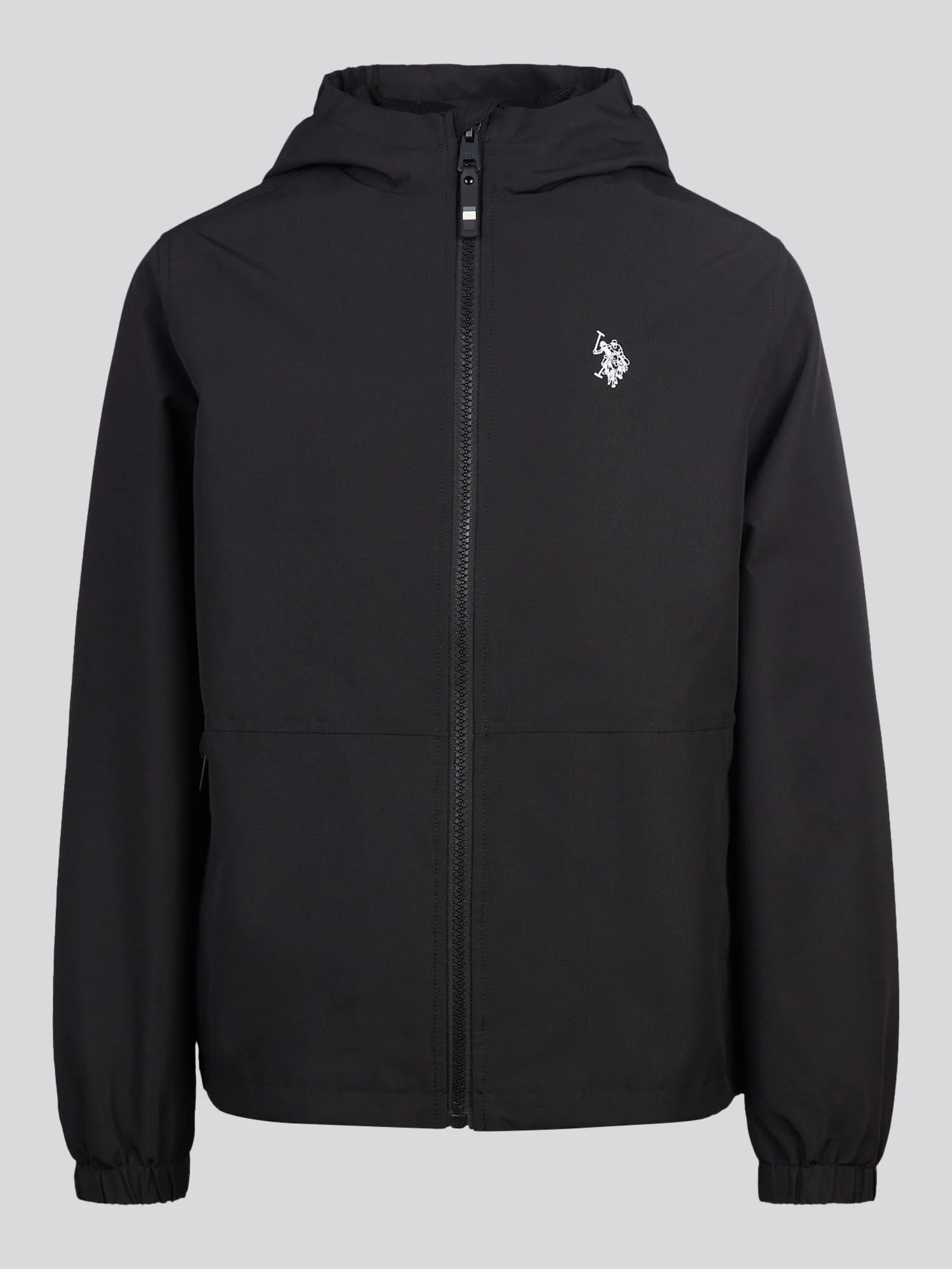 Boys Mesh Lined Hooded Windbreaker Black Bright White DHM - Image 6