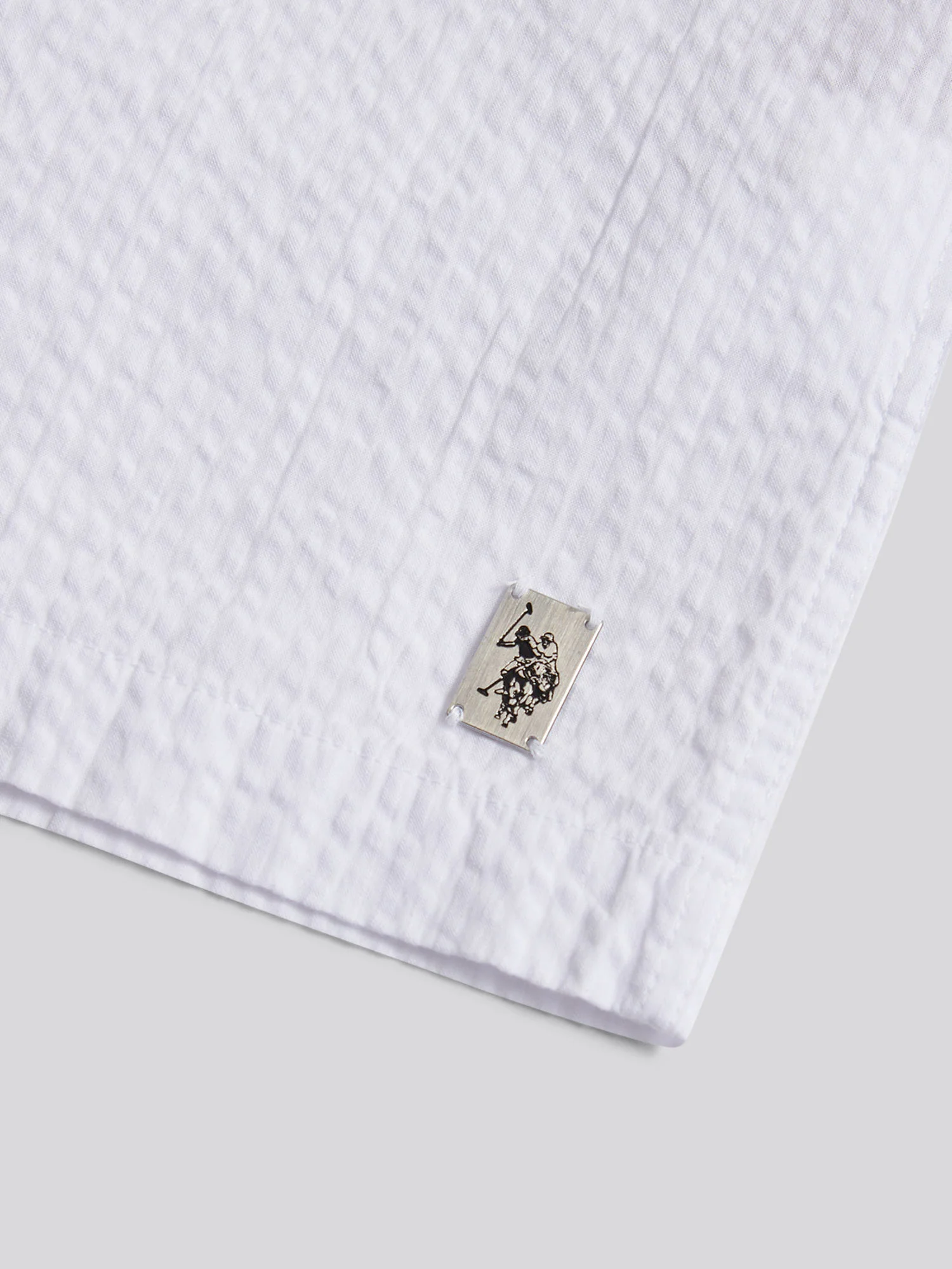 Mens Seersucker Revere Short Sleeve Shirt Bright White - Image 7