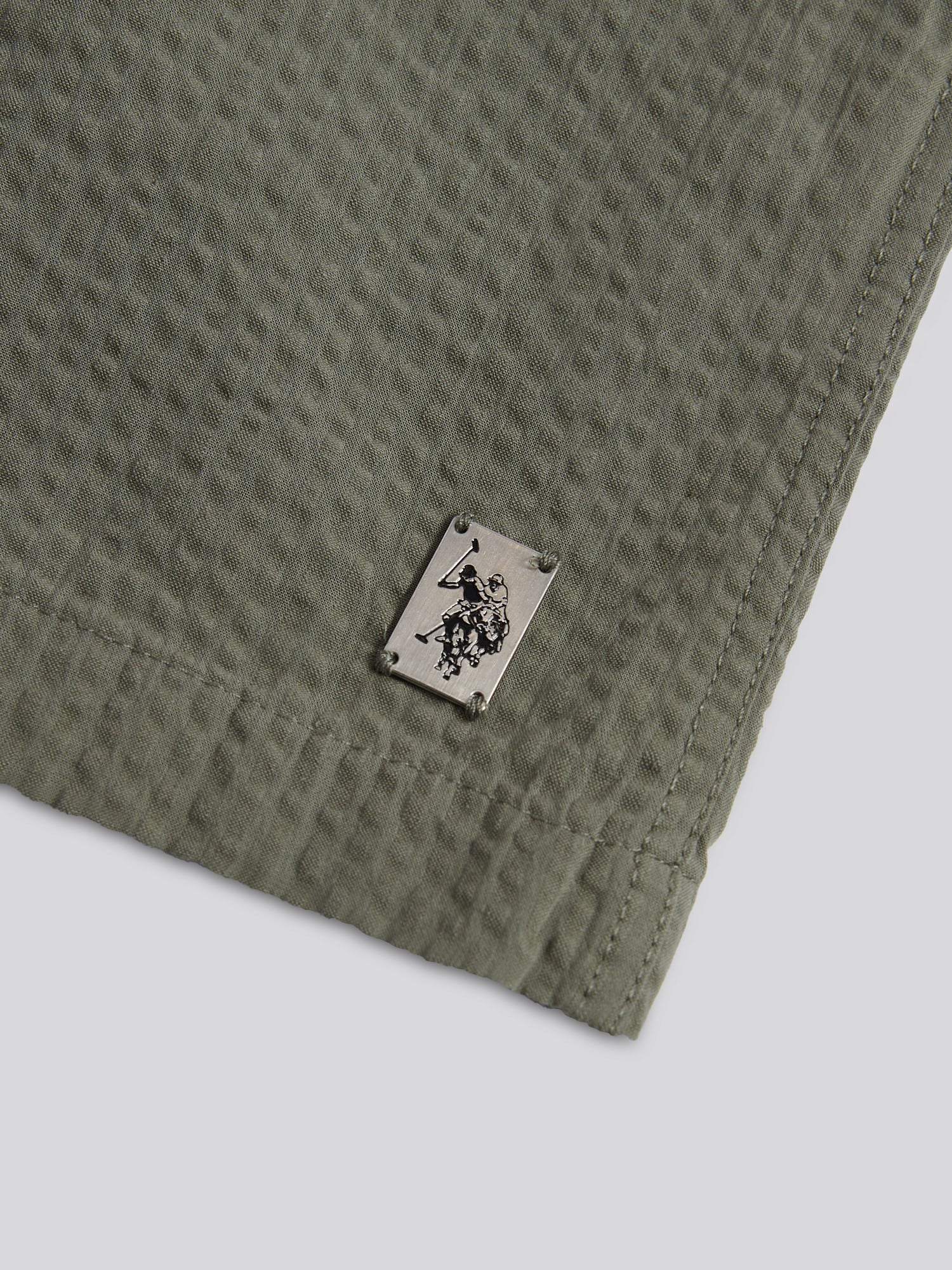 Mens Seersucker Revere Short Sleeve Shirt Mulled Basil - Image 7